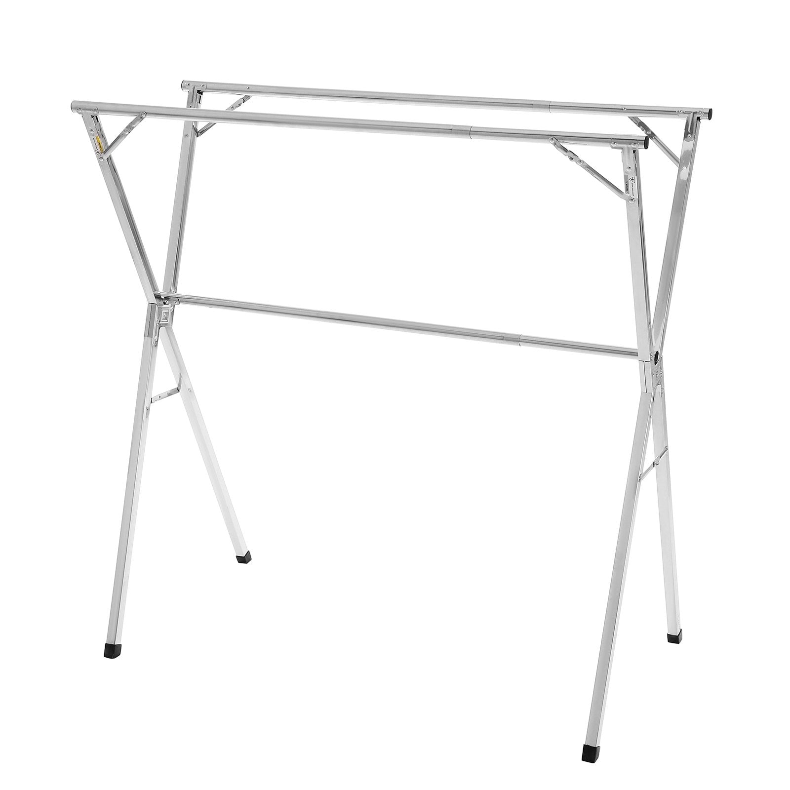 Stainless Steel 2-Tier Telescopic Clothes Drying Rack with Windproof Holes & Shoe Hooks, Portable Laundry Dryer for Indoor/Outdoor Use