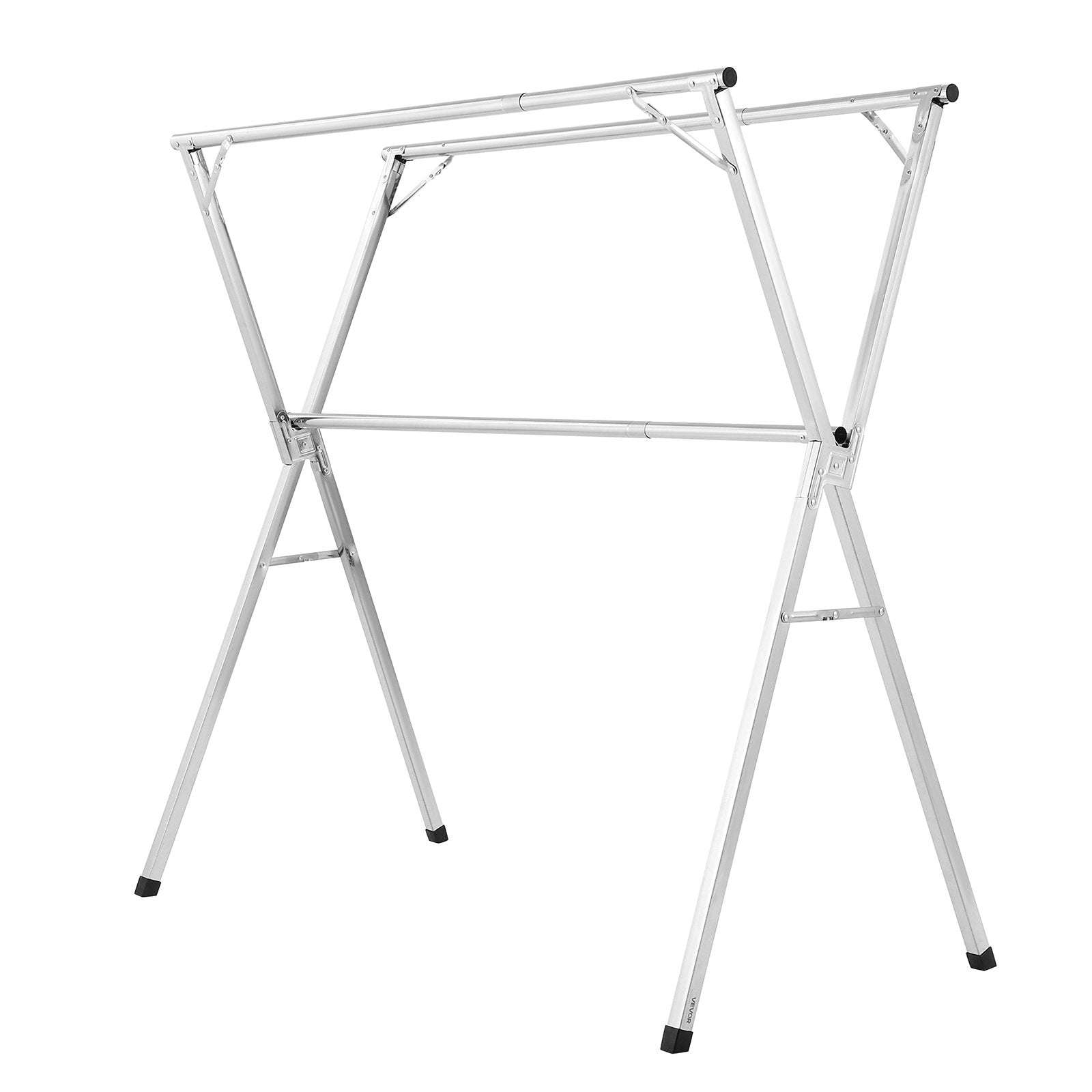Stainless Steel 2-Tier Telescopic Clothes Drying Rack with Windproof Holes & Shoe Hooks, Portable Laundry Dryer for Indoor/Outdoor Use