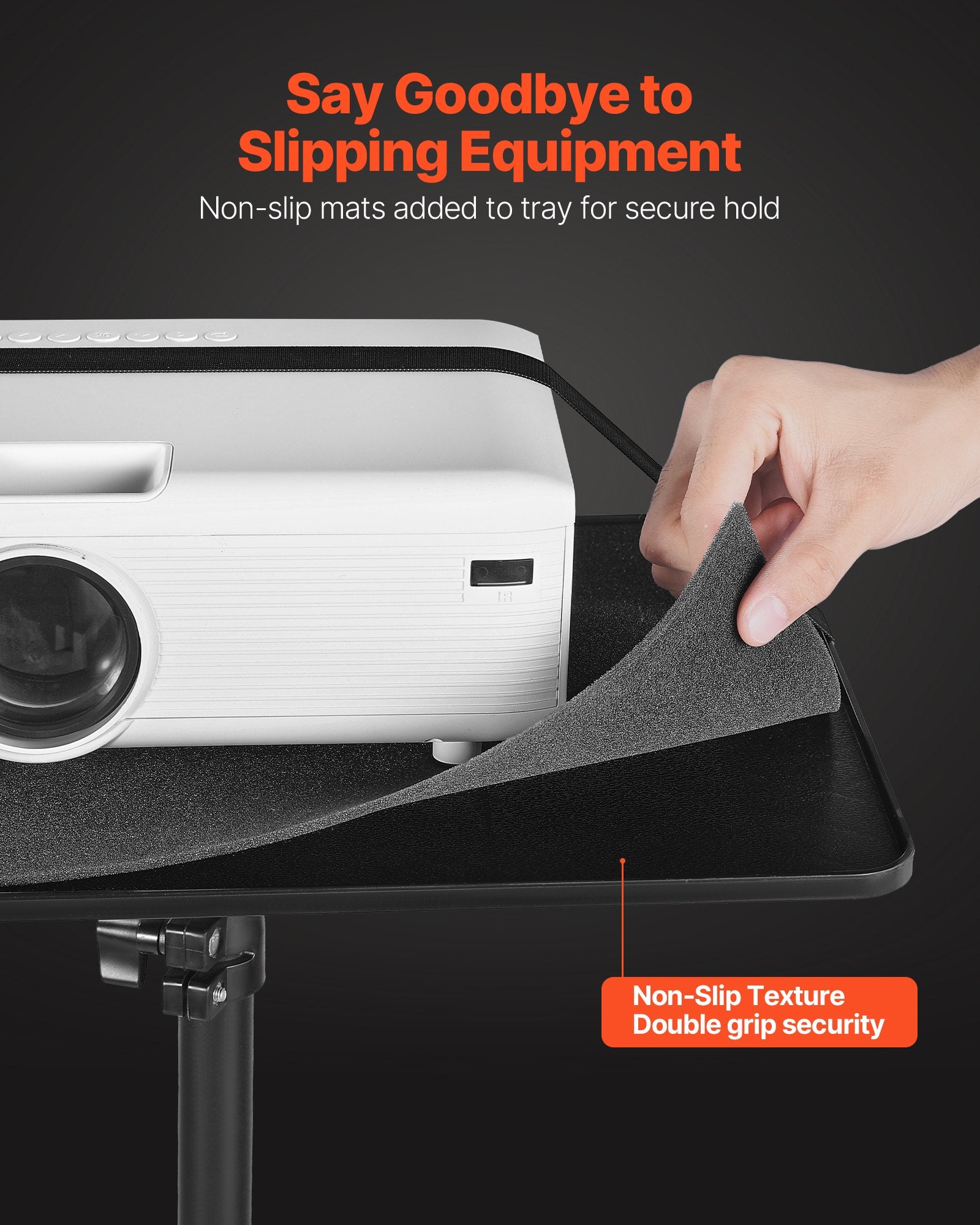 Adjustable Projector Floor Stand with 360° Rotation, Height 30.3-63.4", for Meetings, Outdoor Movies, Video, Gimbal, Tray Support