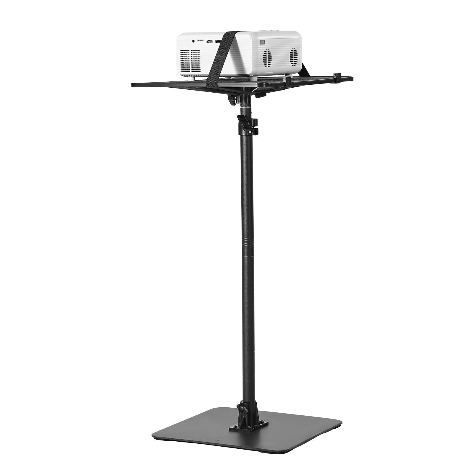 Adjustable Projector Floor Stand with 360° Rotation, Height 30.3-63.4", for Meetings, Outdoor Movies, Video, Gimbal, Tray Support