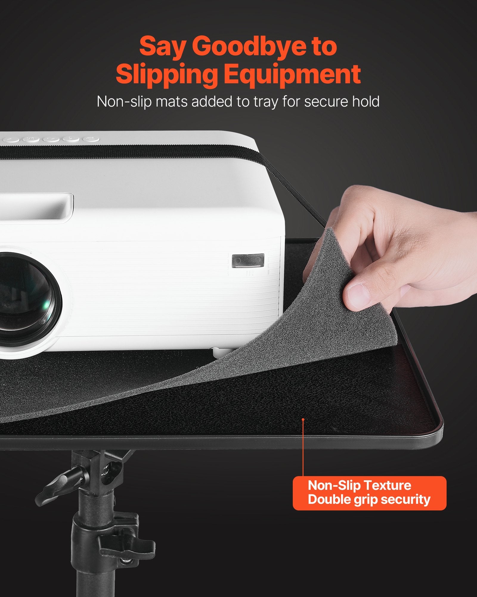 Adjustable Projector Stand with Dual Shelves for Laptops & Projectors, I-Beam Frame, Tripod for Meetings & Outdoor Movies, Height 33.86-53.54 inches