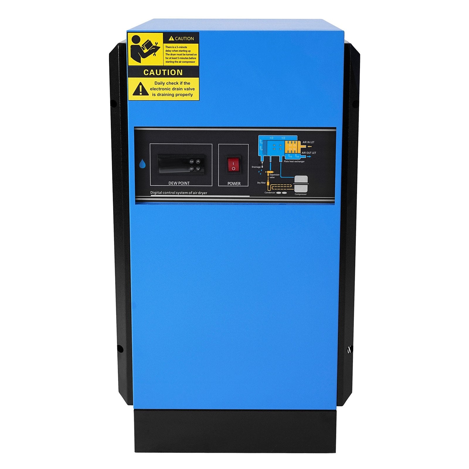 Industrial 125CFM Refrigerated Air Dryer with Color Screen Control, Automatic Drainage, for 20HP-30HP Compressors, 110-120V, Efficient Air-Drying System