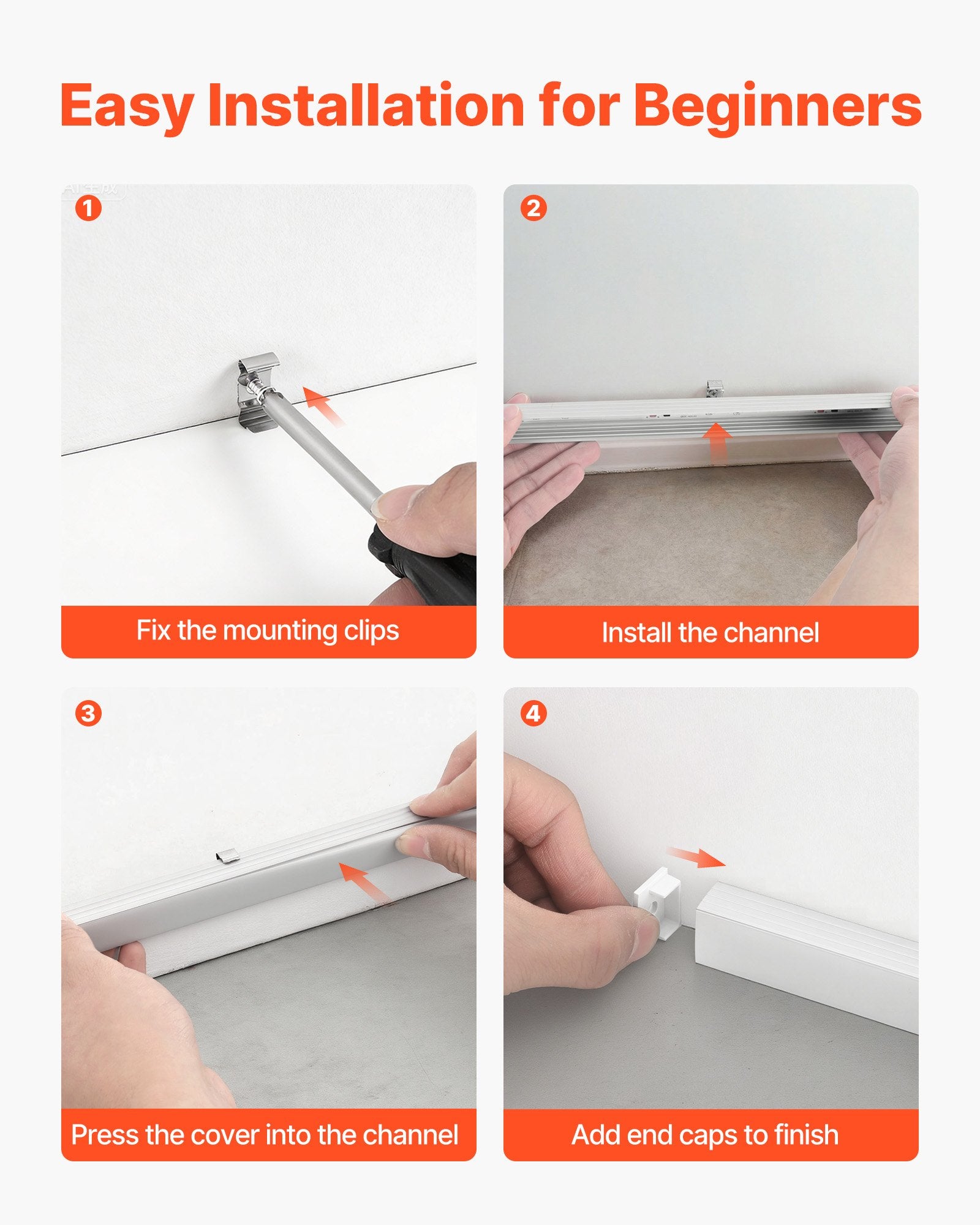 10-Pack 6.6ft/2M Deep U-Shape LED Aluminum Channel Kit with Milky Cover, End Caps, Mounting Clips - Ideal for Under Cabinet, Ceiling Cove Lighting, Easy Install, Glare-Free Premium Aluminum Profile for LED Strip Lights