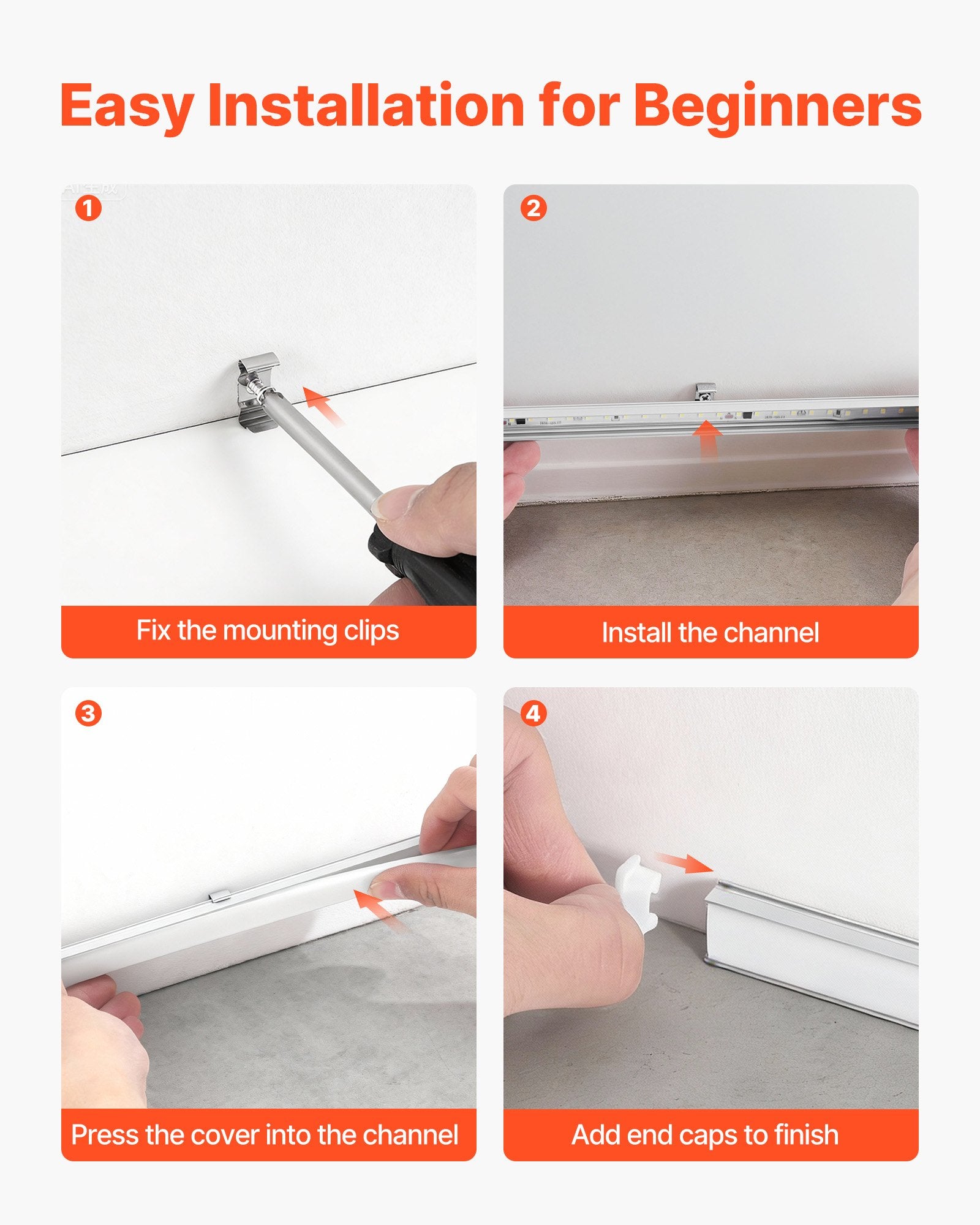 20-Pack U-Shape LED Aluminum Channel Kit, 3.3 ft Length, Milky Cover, End Caps, Clips - Ideal for Under Cabinet LED Strip Light Installations, Glare-Free, Versatile, Premium Build