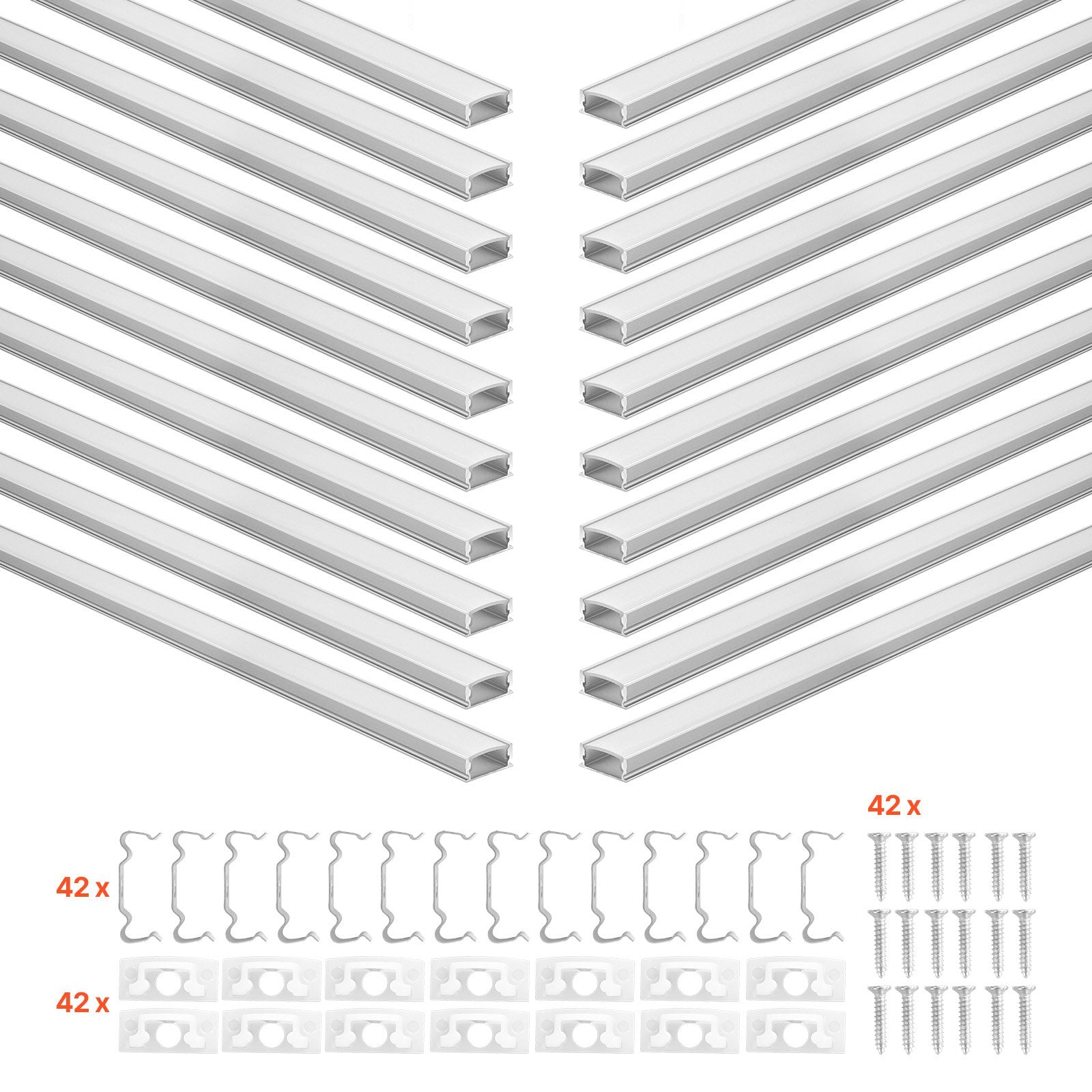20-Pack U-Shape LED Aluminum Channel Kit, 3.3 ft Length, Milky Cover, End Caps, Clips - Ideal for Under Cabinet LED Strip Light Installations, Glare-Free, Versatile, Premium Build