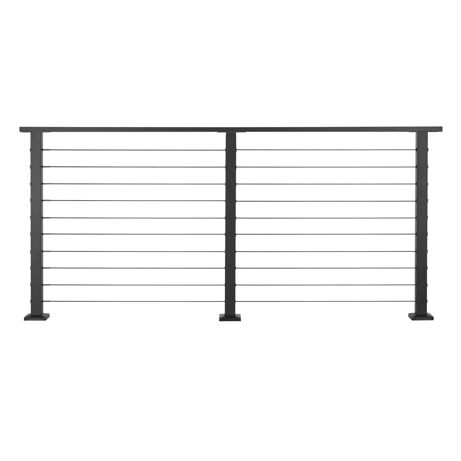 6.5 ft Cable Railing Kit with Posts, Matte Black Stainless Steel Handrail for Steps, Decks, Balconies - Easy Install, Cuttable, Indoor/Outdoor Use