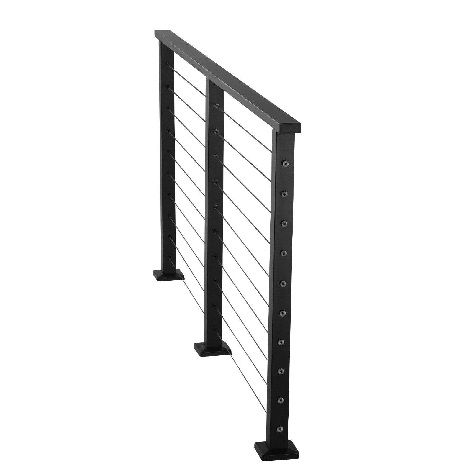 6.5 ft Cable Railing Kit with Posts, Matte Black Stainless Steel Handrail for Steps, Decks, Balconies - Easy Install, Cuttable, Indoor/Outdoor Use