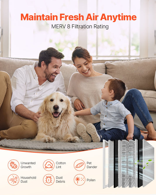 Washable Electrostatic Air Filter 20x25x4 Inch, Aluminum AC/HVAC Furnace Filter MERV 8, Long Life, Cleaner Air, Easy Install
