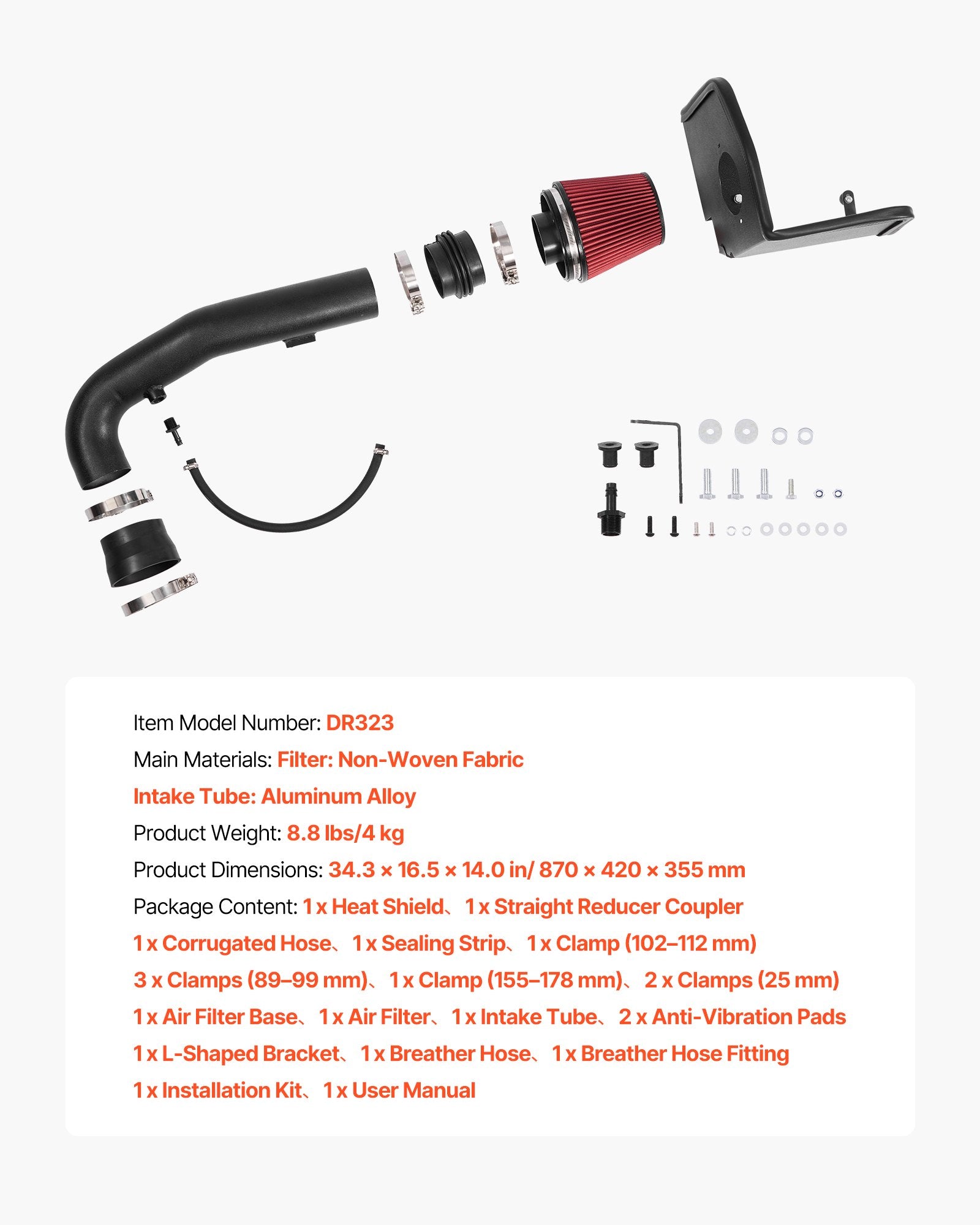Enhanced 3.5" Cold Air Intake System & Heat Shield for 2009-2013 Chevy Silverado/GMC Sierra 1500 - Boost Horsepower & Throttle Response with High Flow Reusable Filter, Precise Fitment & Aluminum Alloy Durability