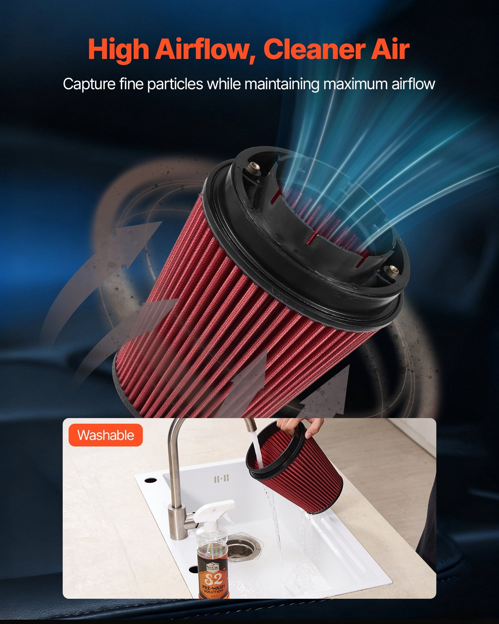 Enhanced 3.5" Cold Air Intake System with Heat Shield for 2007-2008 Cadillac, Chevy, GMC - Boost Horsepower, Non-Woven Filter, Aluminum Tube