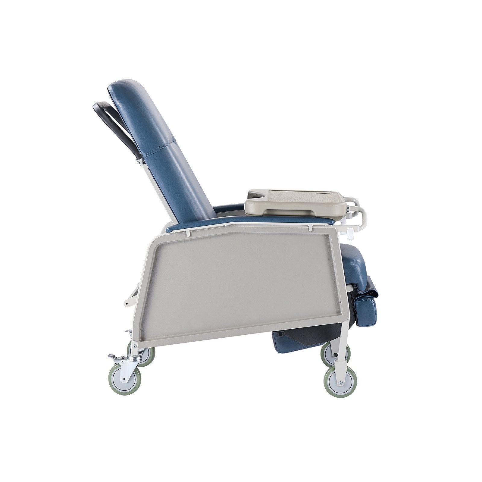 Versatile Geri Recliner Chair with Wheels for Hospitals and Nursing Homes - 3-Position, Soft Padded, Detachable Tray, 250 lbs Capacity