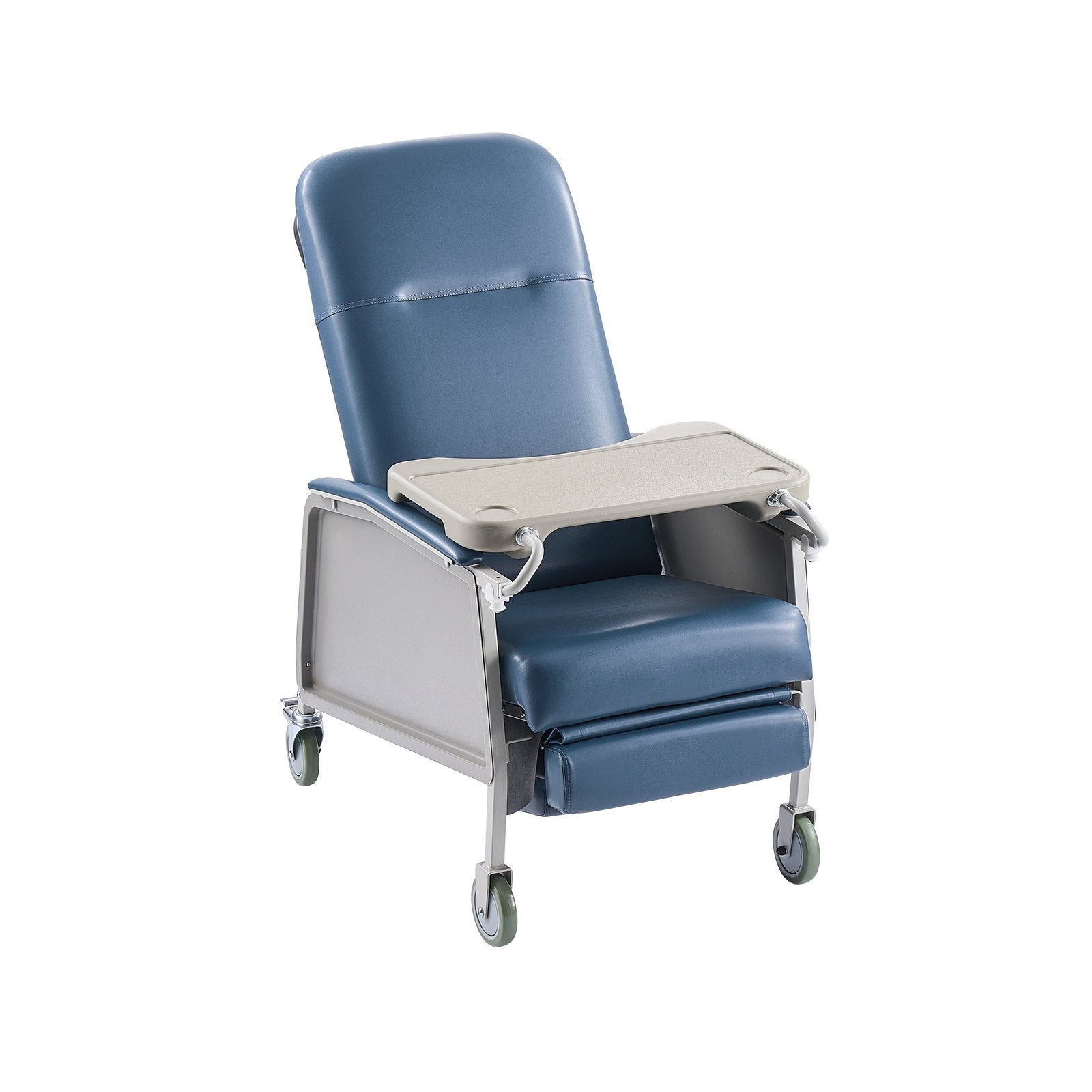 Versatile Geri Recliner Chair with Wheels for Hospitals and Nursing Homes - 3-Position, Soft Padded, Detachable Tray, 250 lbs Capacity