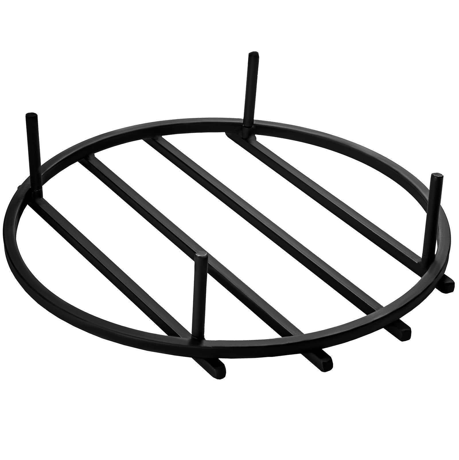 Robust 18" Round Fire Pit Grate with Removable Legs - Heavy Duty Iron, Black Finish for Efficient Fireplace & Firepit Burning, Wood & Charcoal Compatible