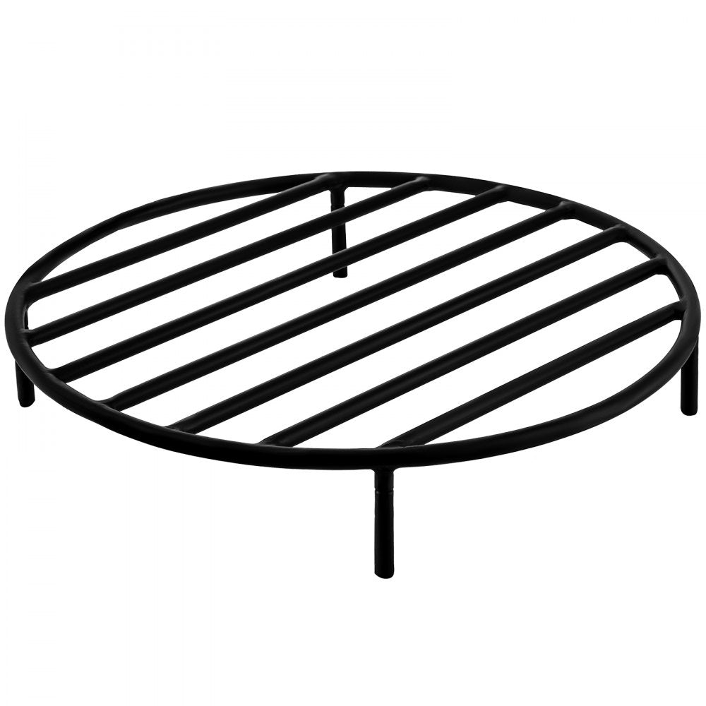 Durable Round Fire Pit Grate with Removable Legs for Wood Burning, 19-Inch Iron Grate for Fireplace and Outdoor Firepits