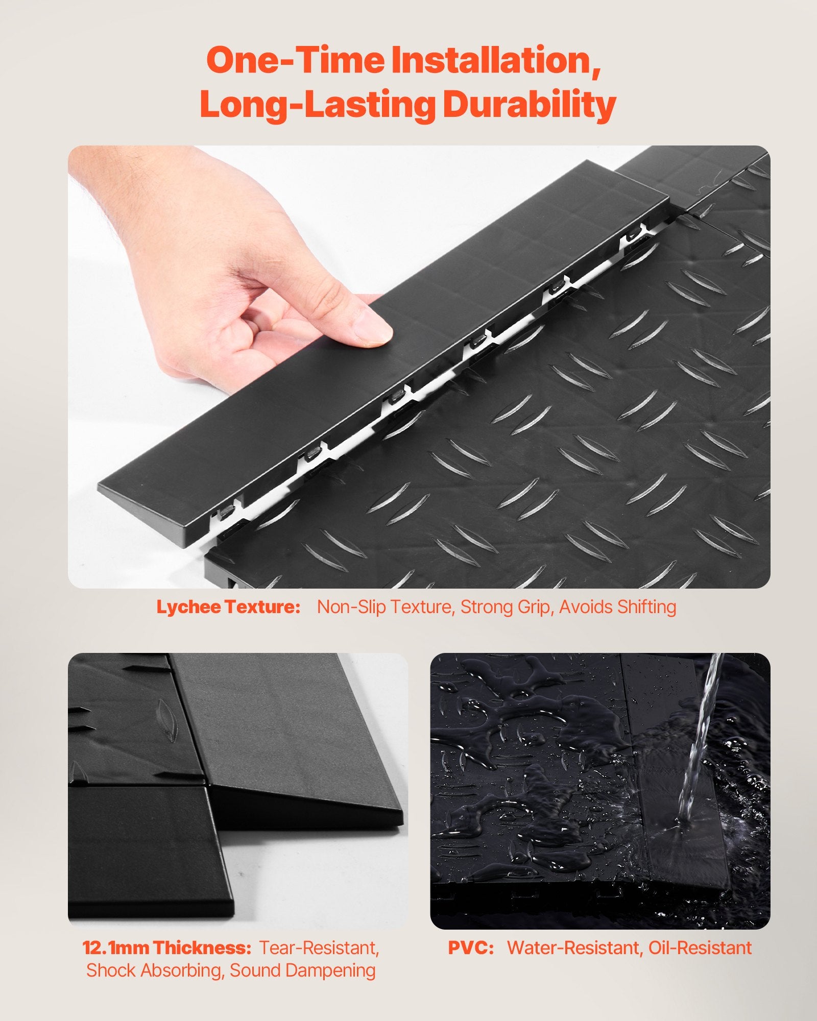 Male Garage Floor Transition Edge Kit, 15 PCS Black PP Interlocking Edging for Upgraded 6-Lock Mats, Slip-Resistant, Easy Assembly, Stain-Resistant, Durable & Versatile