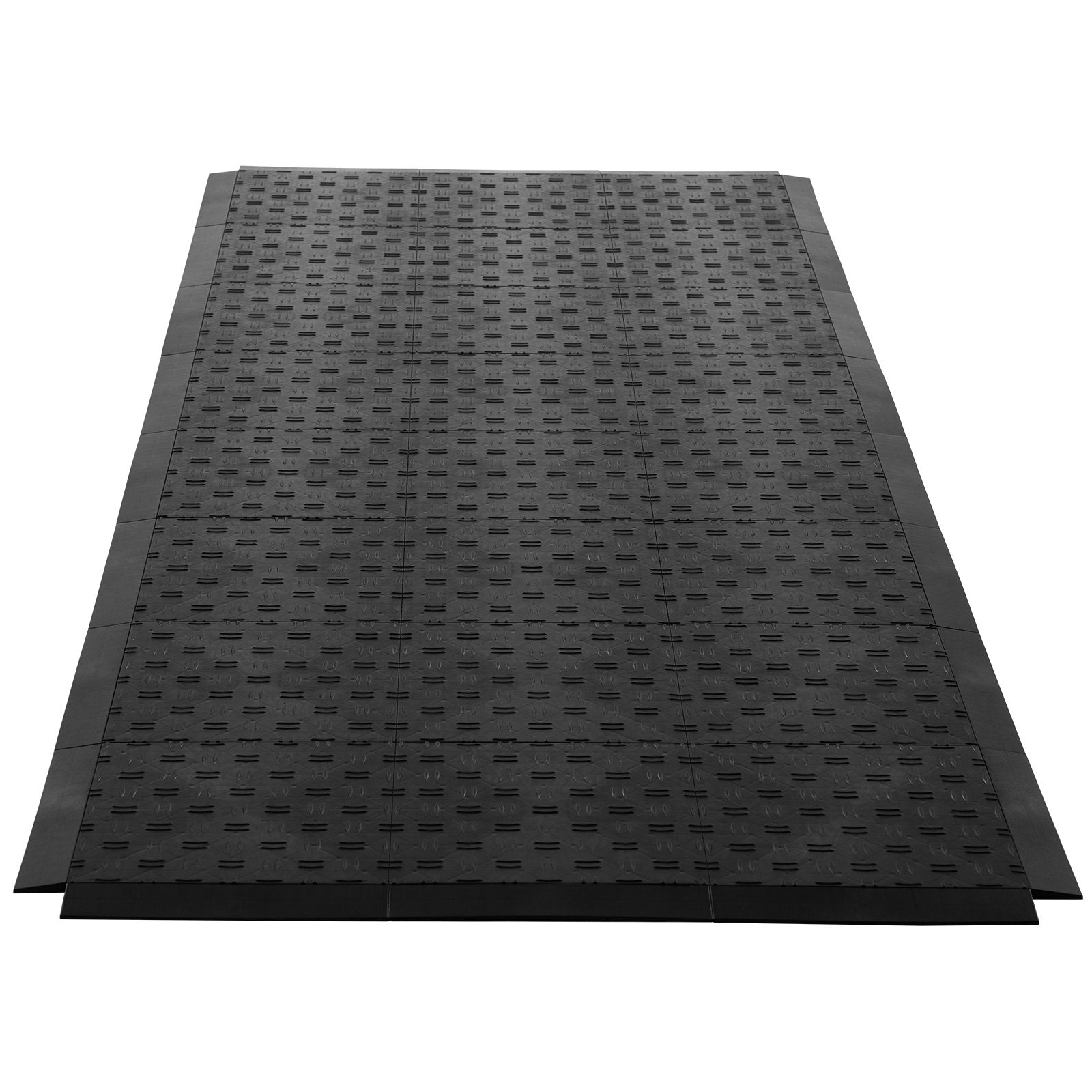 15 PCS Modular Garage Floor Edge Kit - Sturdy Slip-Resistant PP, Easy Assembly for Upgraded 6-Lock Mats, Black, Non-Slip, Stain-Resistant, Durable