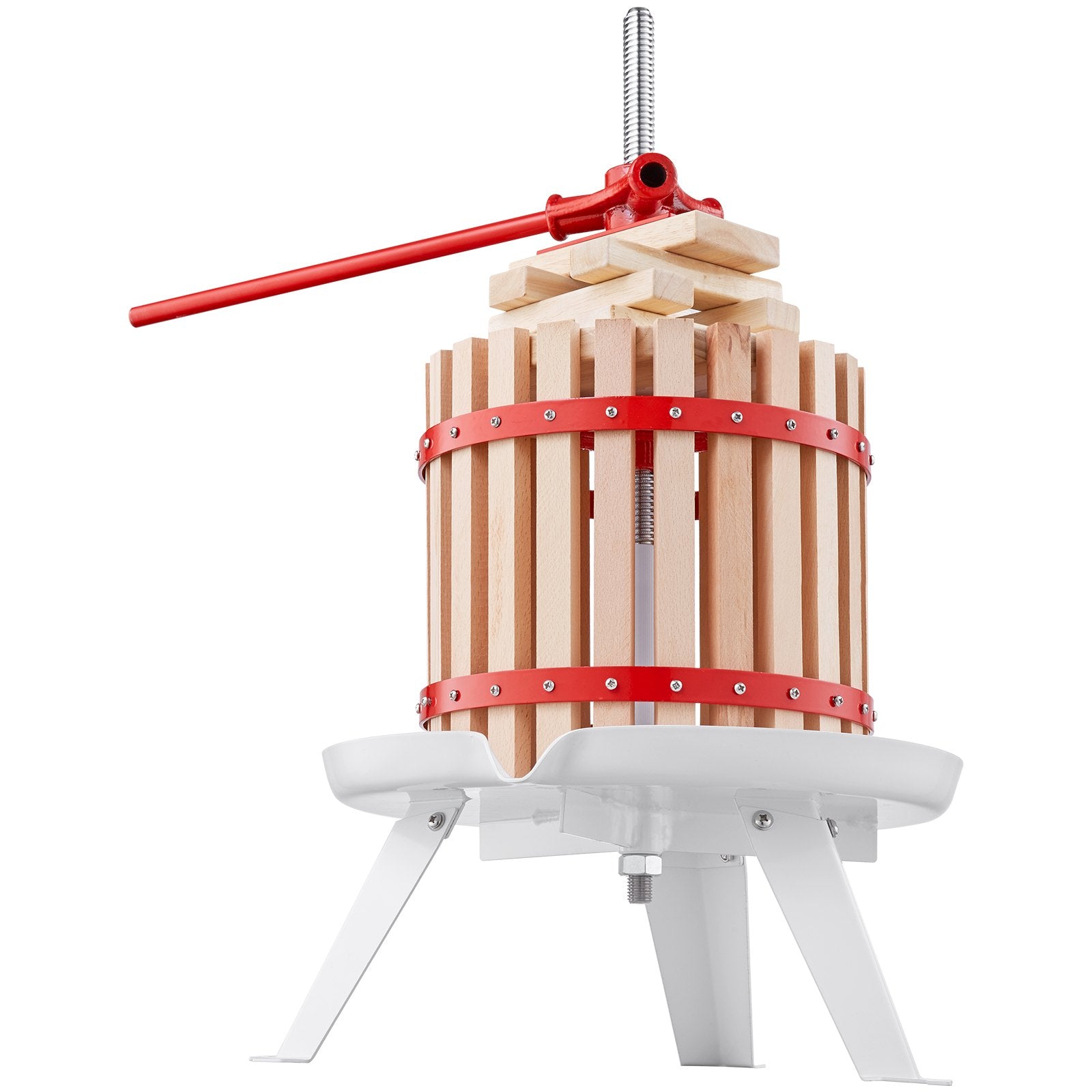Manual Fruit Wine and Juice Press - 1.6 Gal Capacity, Solid Wood Basket, Perfect for Apple, Grape, Cider, Vegetable, Olive Oil, and Honey Making