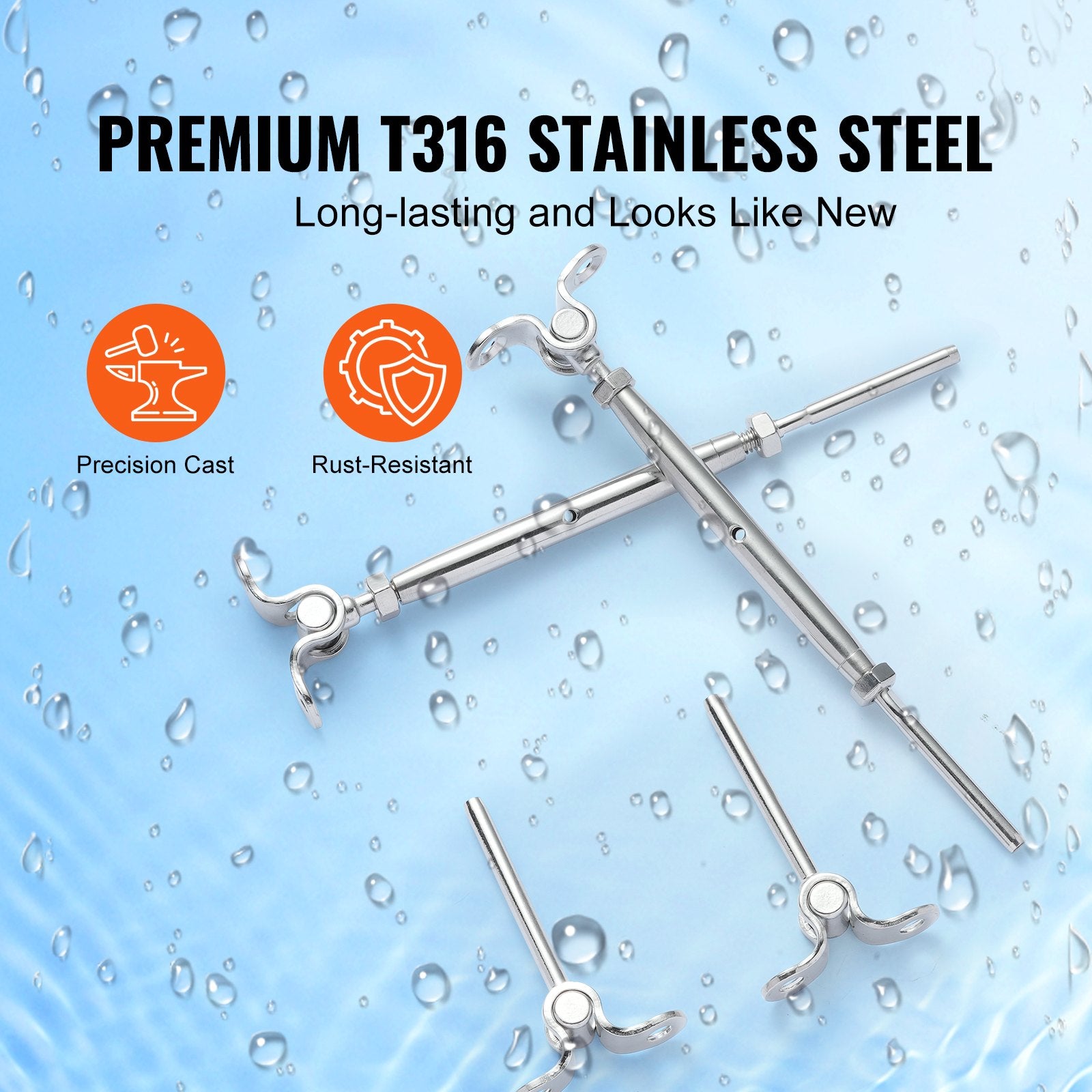 Adjustable T316 Stainless Steel Cable Railing Kit for Wood Posts, 1/8" Wire Rope, Marine Grade, 0-180° Angle, Easy Install, 20 Pack, Versatile & Durable