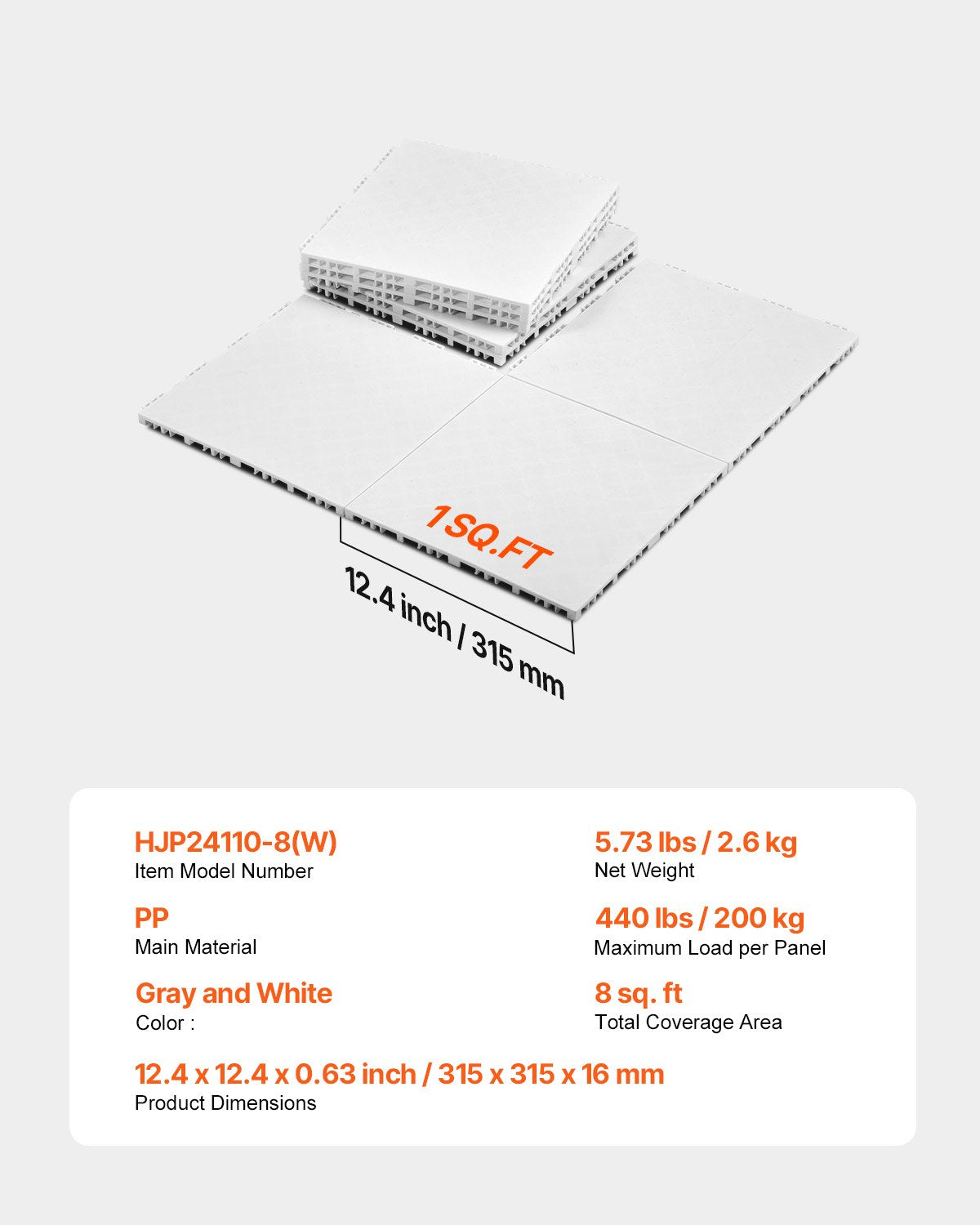 Versatile Interlocking Dryland Hockey Floor Tiles, 12x12 inch, Perfect for Dance, Shooting Practice, Easy Setup, 8 sq. ft Coverage, Ash Gray