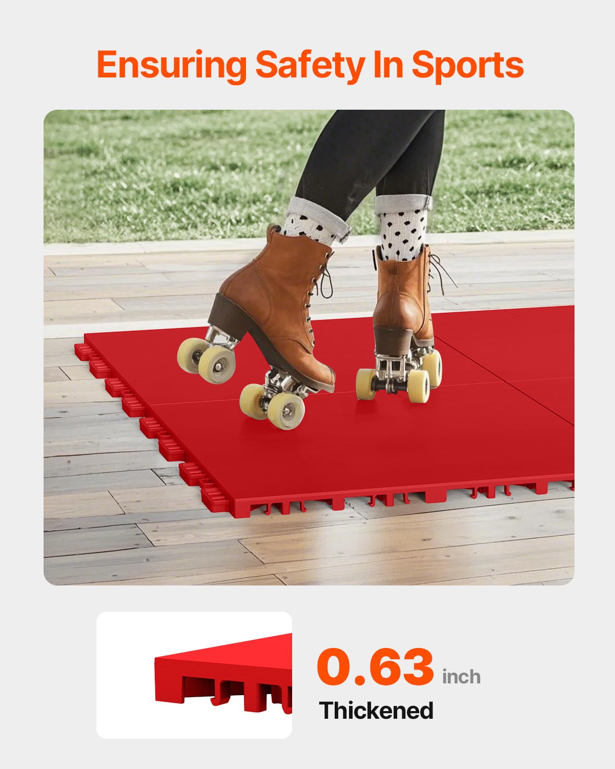 Versatile Red Dryland Hockey Floor Mat Tiles - 8 Pack Interlocking 12"x12" Training Surface for Dance & Shooting, 8 sq. ft Coverage