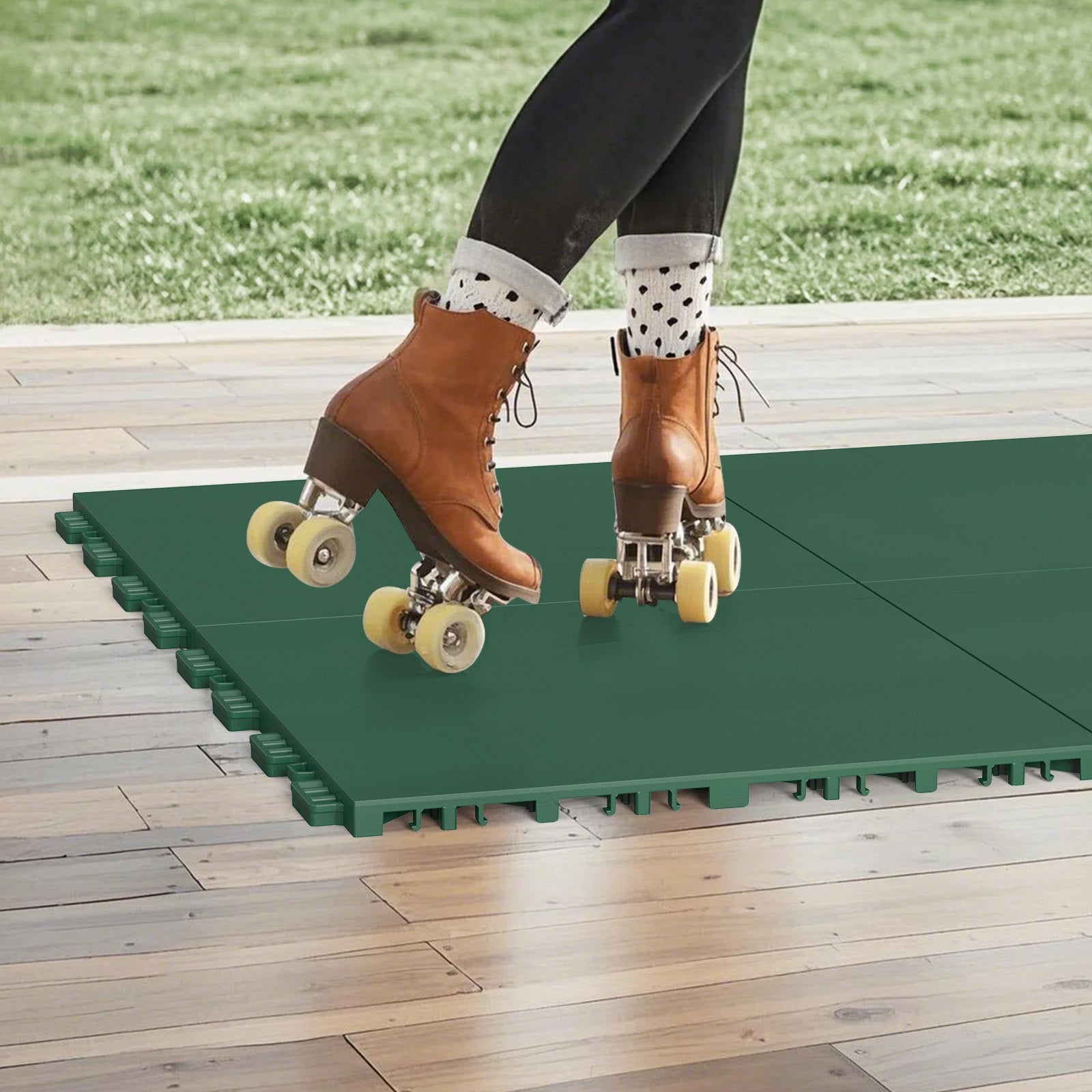 Versatile Dryland Tiles: Interlocking 12x12" Green Floor Mat for Hockey, Dance, Training, Shooting Board - 8 Pcs, 8 sq. ft Coverage