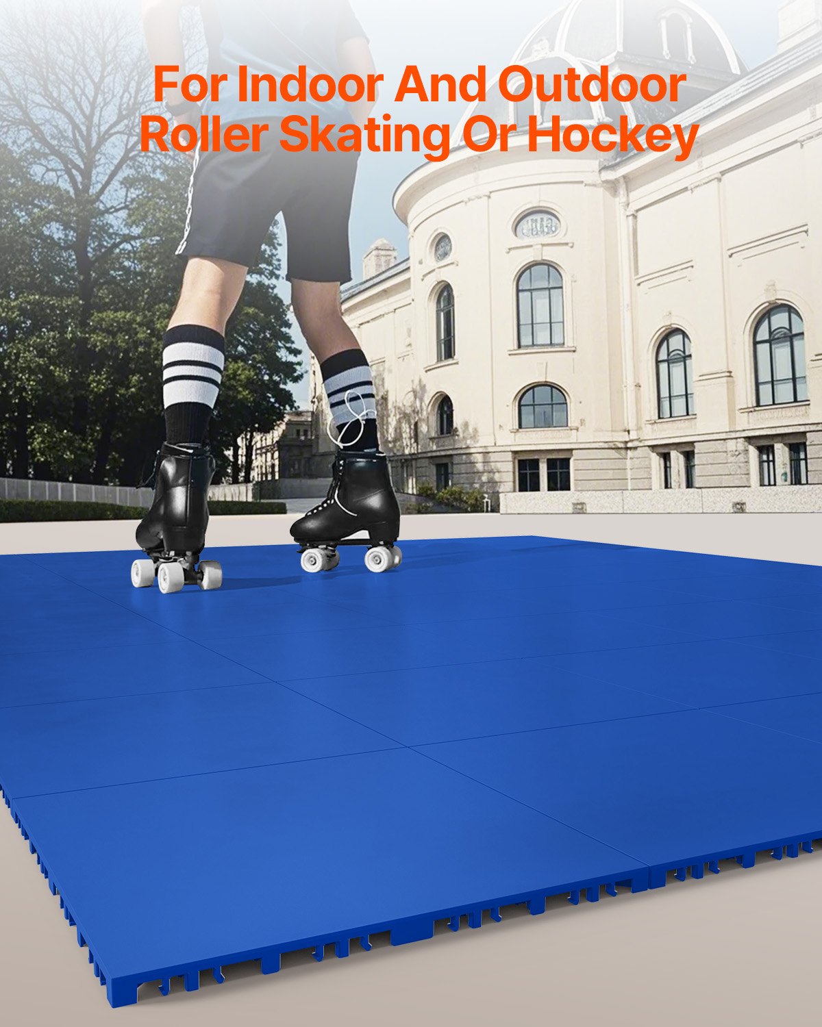 Interlocking Dryland Hockey Floor Mat Tiles, 12"x12" Blue Set for Versatile Training, Dance, Shooting Board, 8 Sq. Ft Coverage