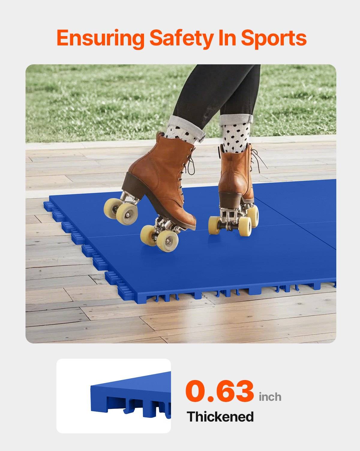 Interlocking Dryland Hockey Floor Mat Tiles, 12"x12" Blue Set for Versatile Training, Dance, Shooting Board, 8 Sq. Ft Coverage
