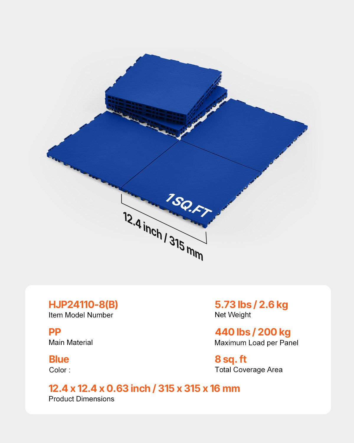 Interlocking Dryland Hockey Floor Mat Tiles, 12"x12" Blue Set for Versatile Training, Dance, Shooting Board, 8 Sq. Ft Coverage