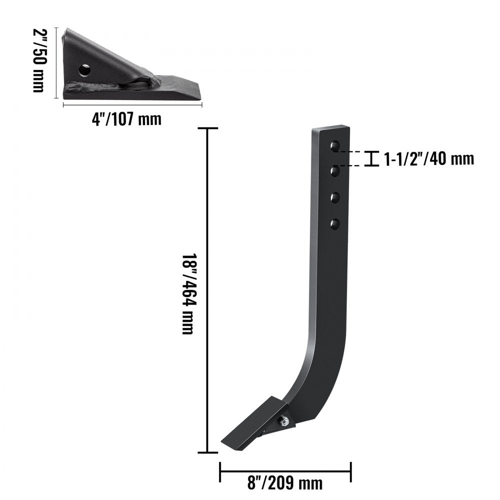 VEVOR Box Blade Shank, 18\'\' Scarifier Shank, 4 Holes Box Scraper Shank, Ripper Shank with Removable Tapered Teeth and Pins, Adjustable Shanks Assembly for Replacement, Digging, Plowing