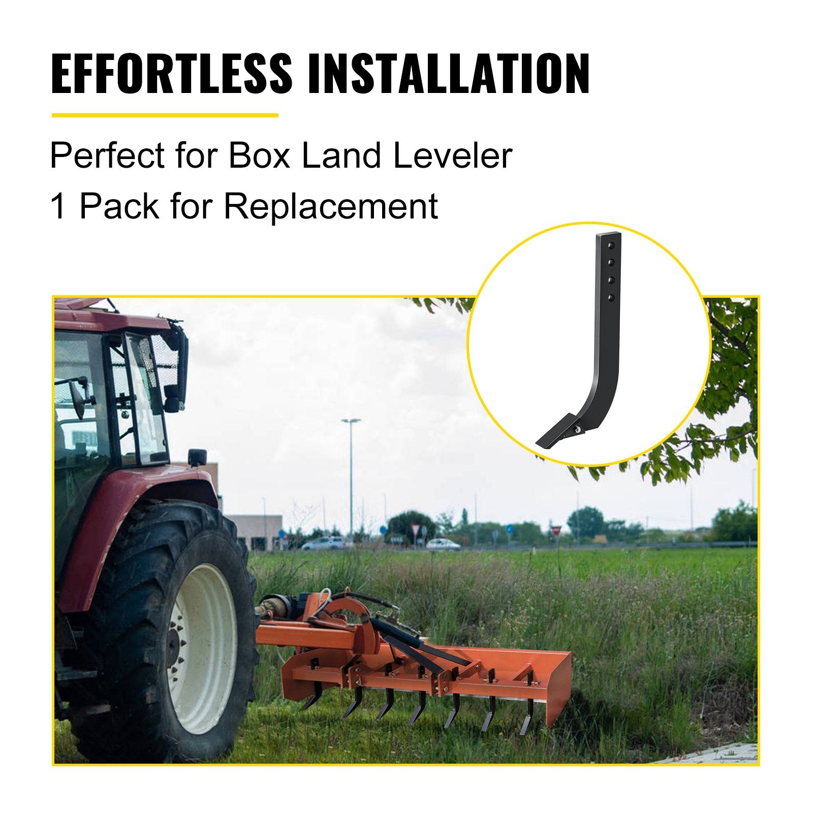 18'' Box Blade Scarifier Shank with 4 Adjustable Holes, Removable Tapered Teeth, Heavy-Duty Ripper for Digging, Plowing, Replacement