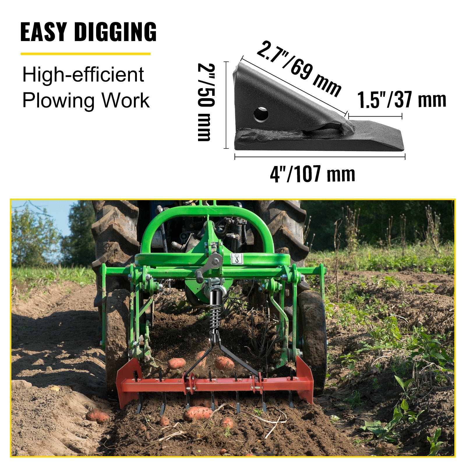 46.4cm Box Blade Scarifier Shank with 4 Holes, Removable Tapered Teeth and Pins, Adjustable Ripper for Digging and Plowing, 5PCS Carbon Steel Assembly
