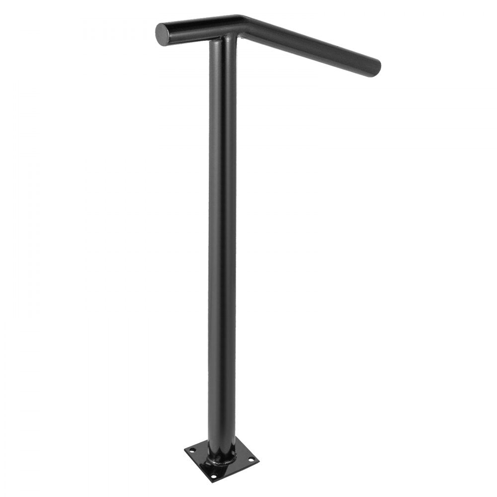 VEVOR Single Post 1-2, Black Steel Railing 441LBS Capacity Baking Varnish Iron Stairs Stylish Handrails for Outdoor Steps with Expansion Bolts & Drill Bit