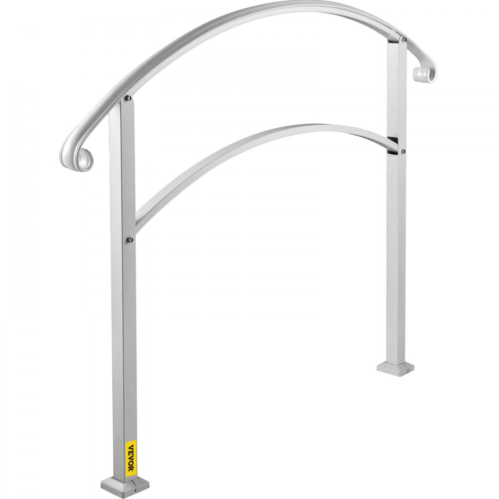Matte White Wrought Iron Handrail Kit for 1 to 3 Outdoor Steps with Easy Installation