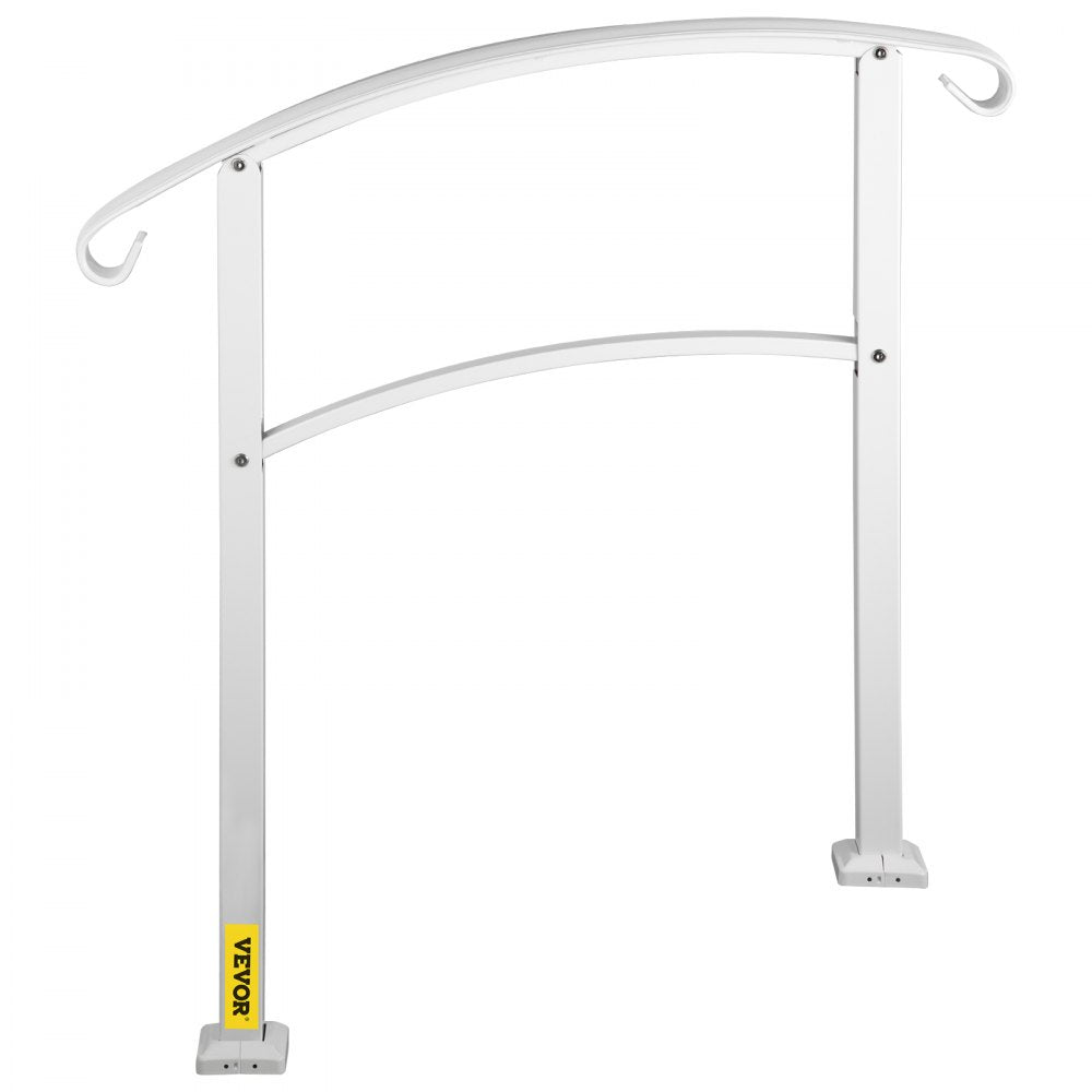 Matte White Wrought Iron Handrail Kit for 1 to 3 Outdoor Steps with Easy Installation
