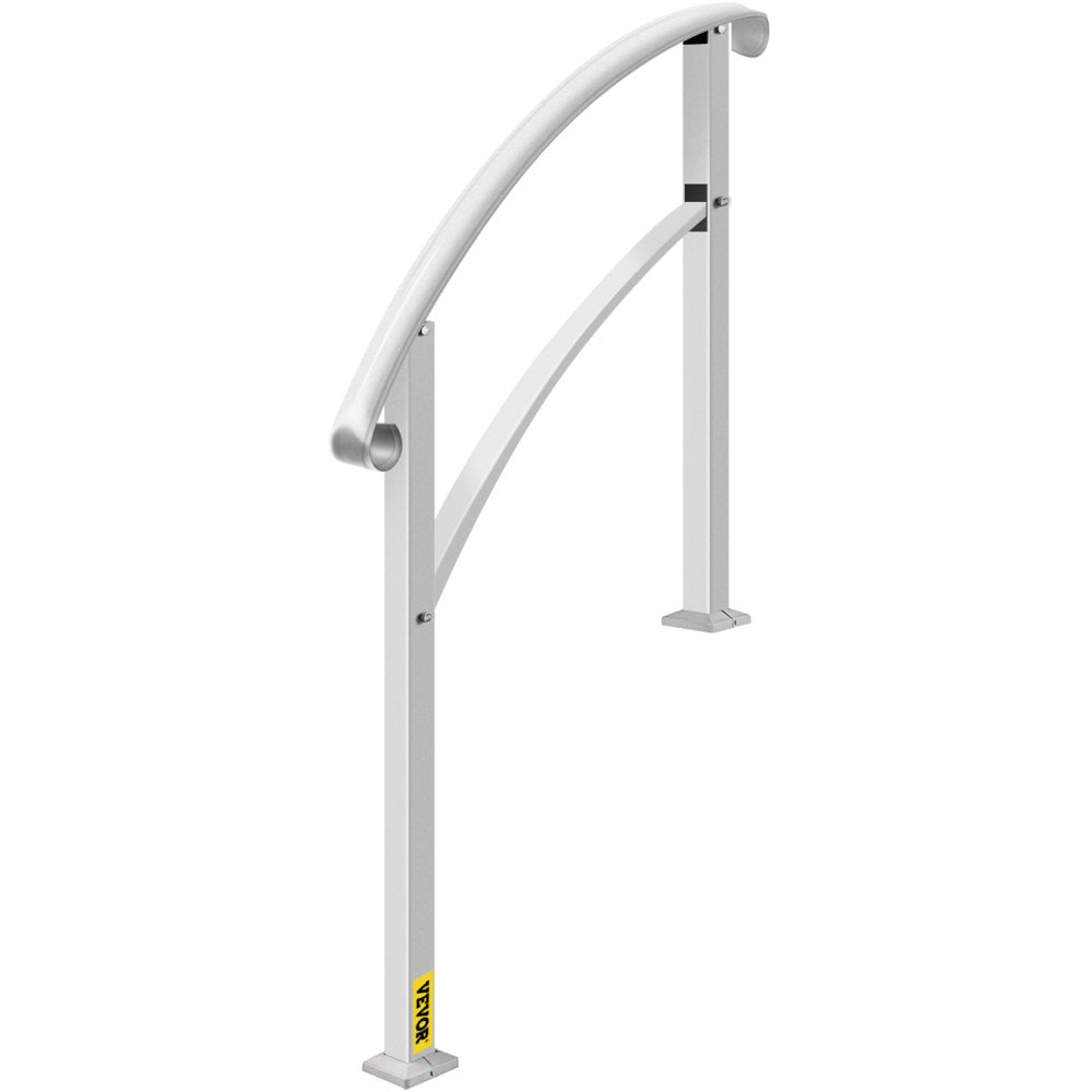 Matte White Wrought Iron Handrail Kit for 1 to 3 Outdoor Steps with Easy Installation