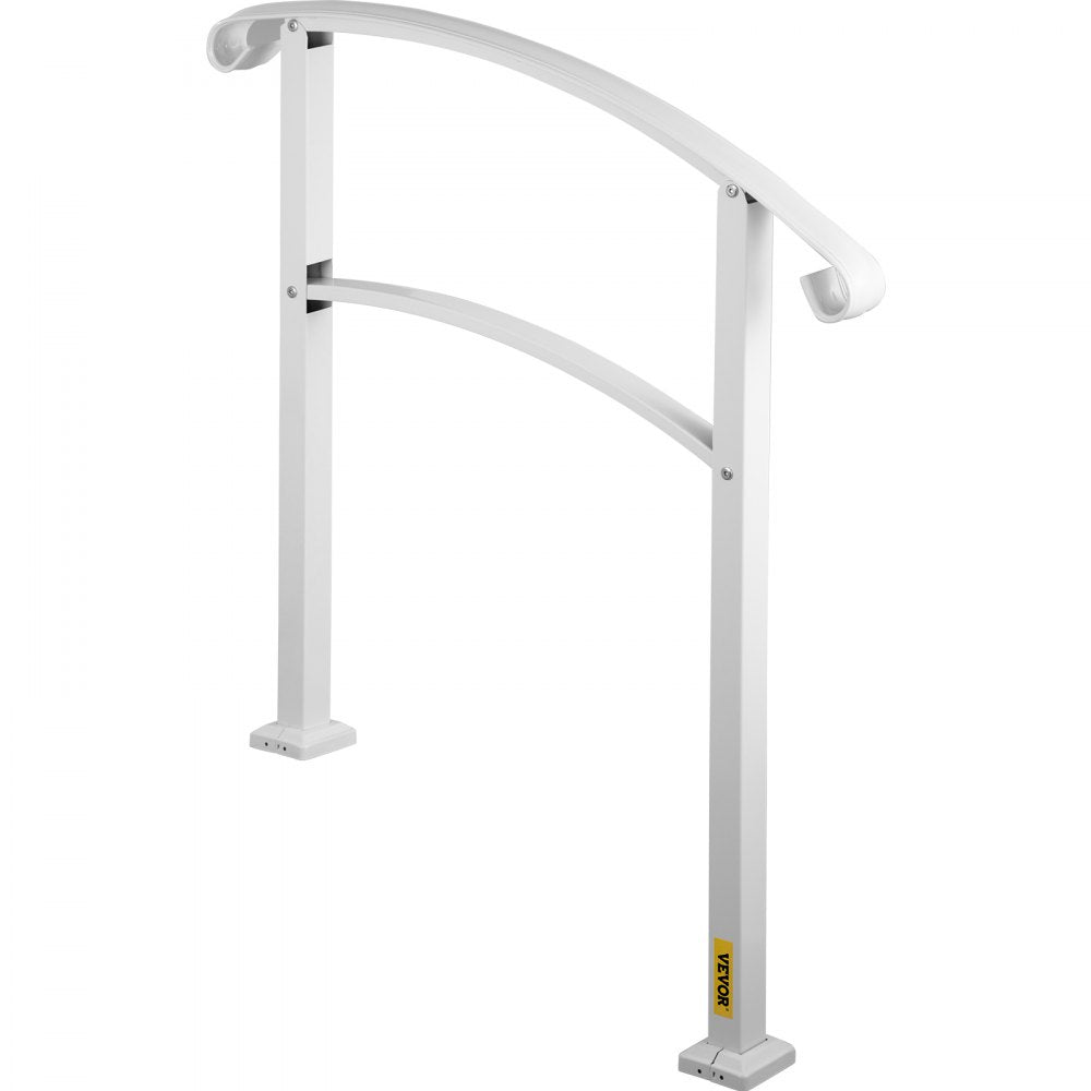Matte White Wrought Iron Handrail Kit for 1 to 3 Outdoor Steps with Easy Installation