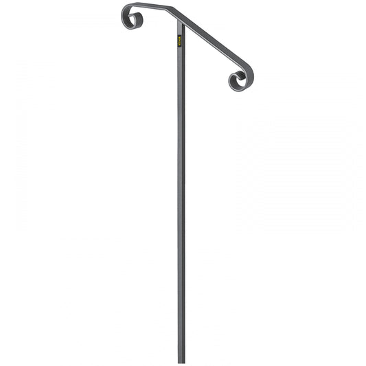 VEVOR Single Post Handrail Wrought Iron Post Mount Step Grab Supports in Ground Long Post Fits 1 or 2 Steps Grab Rail Single Post Railing (Gray)