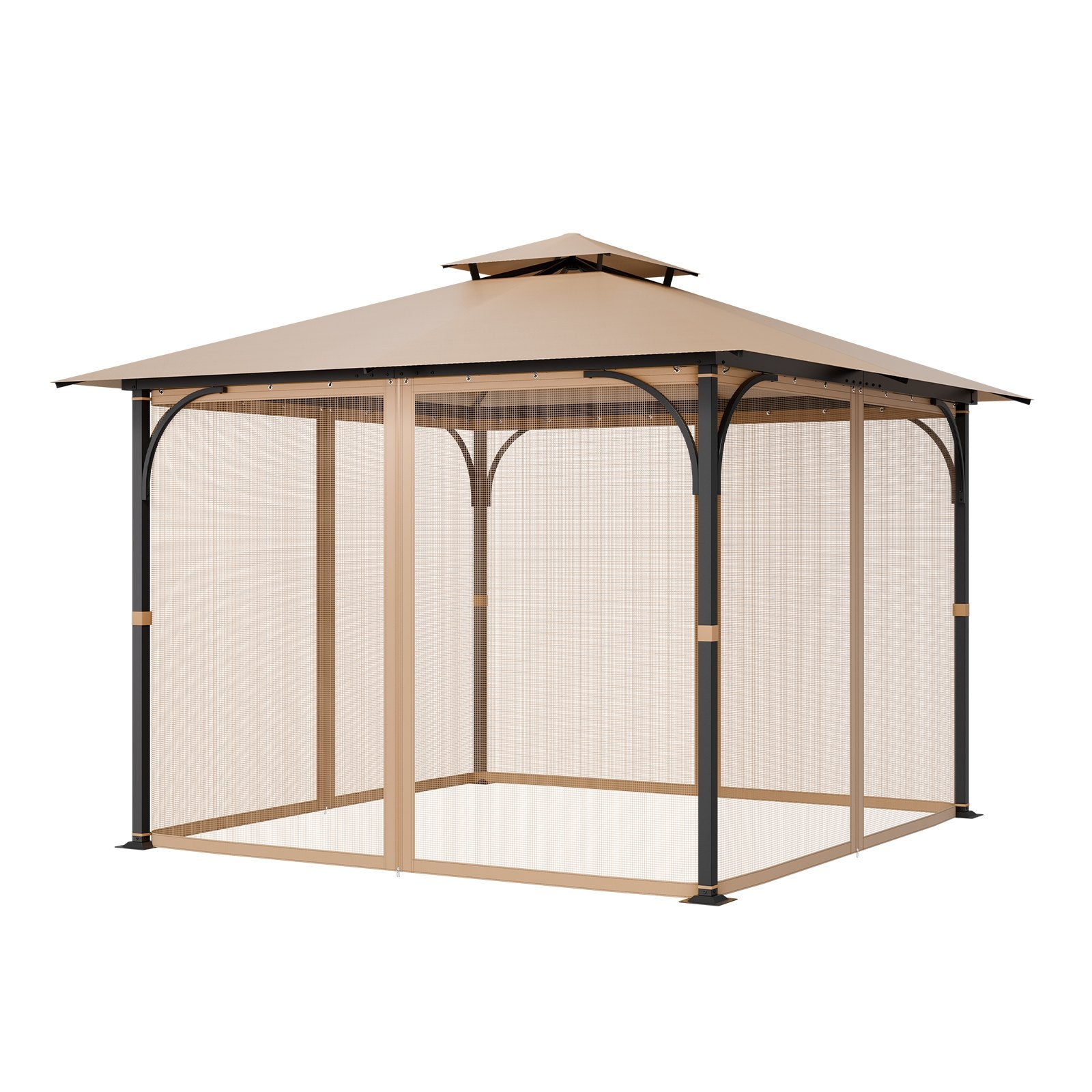 Universal 10x10x7 FT Gazebo Netting Replacement with Double Zipper, Durable 4-Panel Sidewalls for Outdoor Patio & Garden Canopy Screen