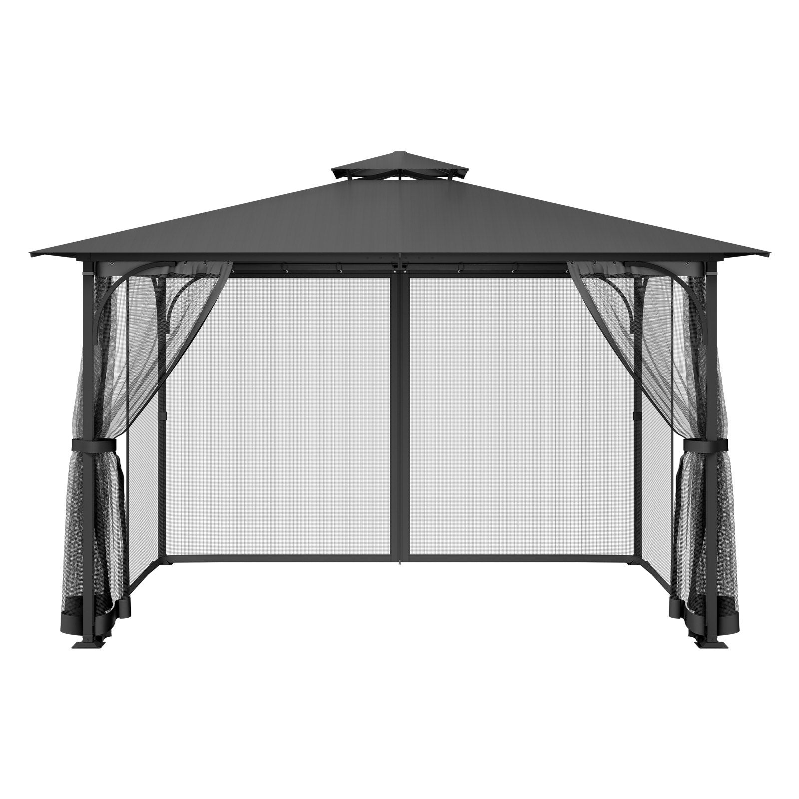 Universal Gazebo Netting Replacement for 10x13x6.8 FT, 4-Panel Mesh Sidewall with Double Zipper, Black Canopy Screen for Outdoor Patio Protection