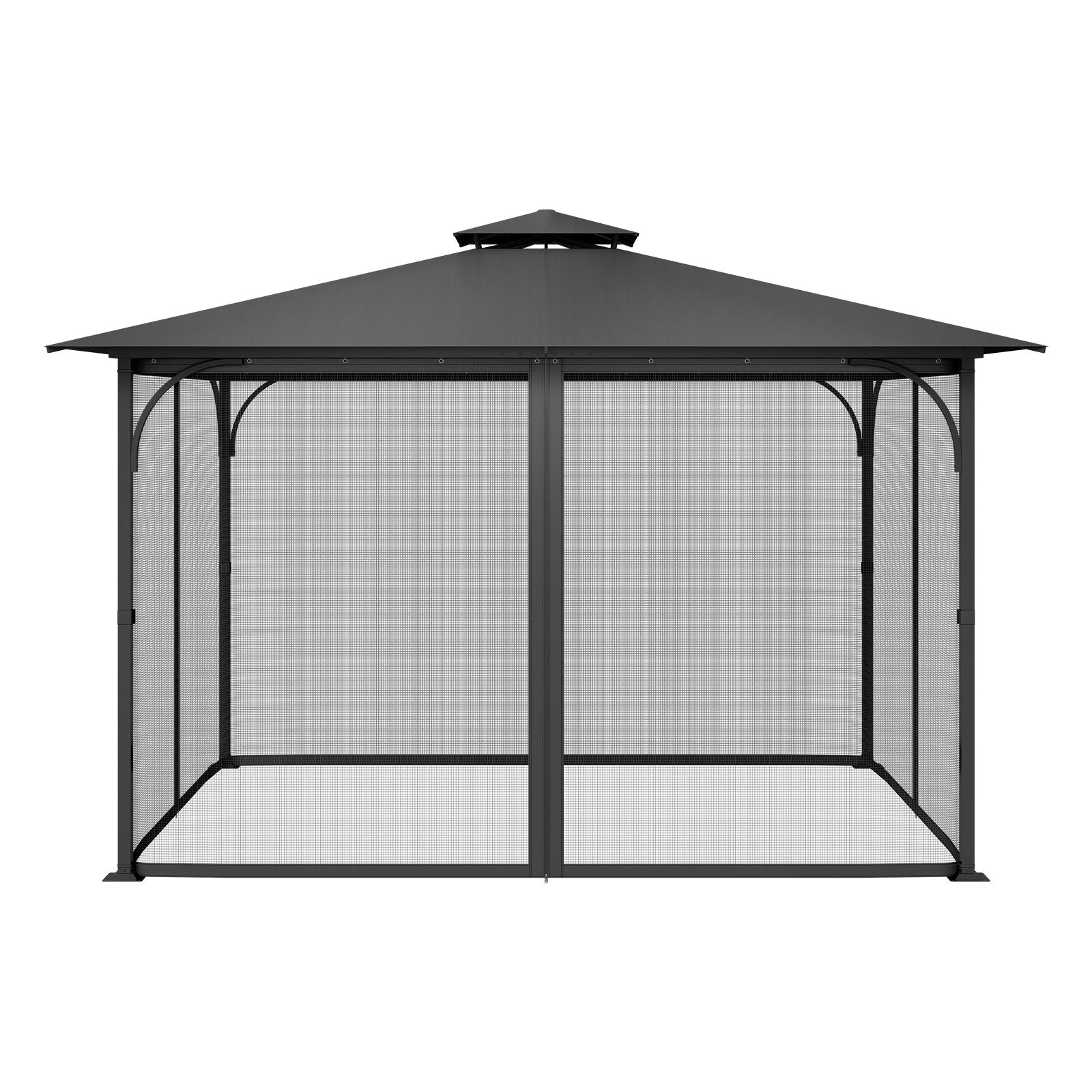 Universal Gazebo Netting Replacement for 10x13x6.8 FT, 4-Panel Mesh Sidewall with Double Zipper, Black Canopy Screen for Outdoor Patio Protection