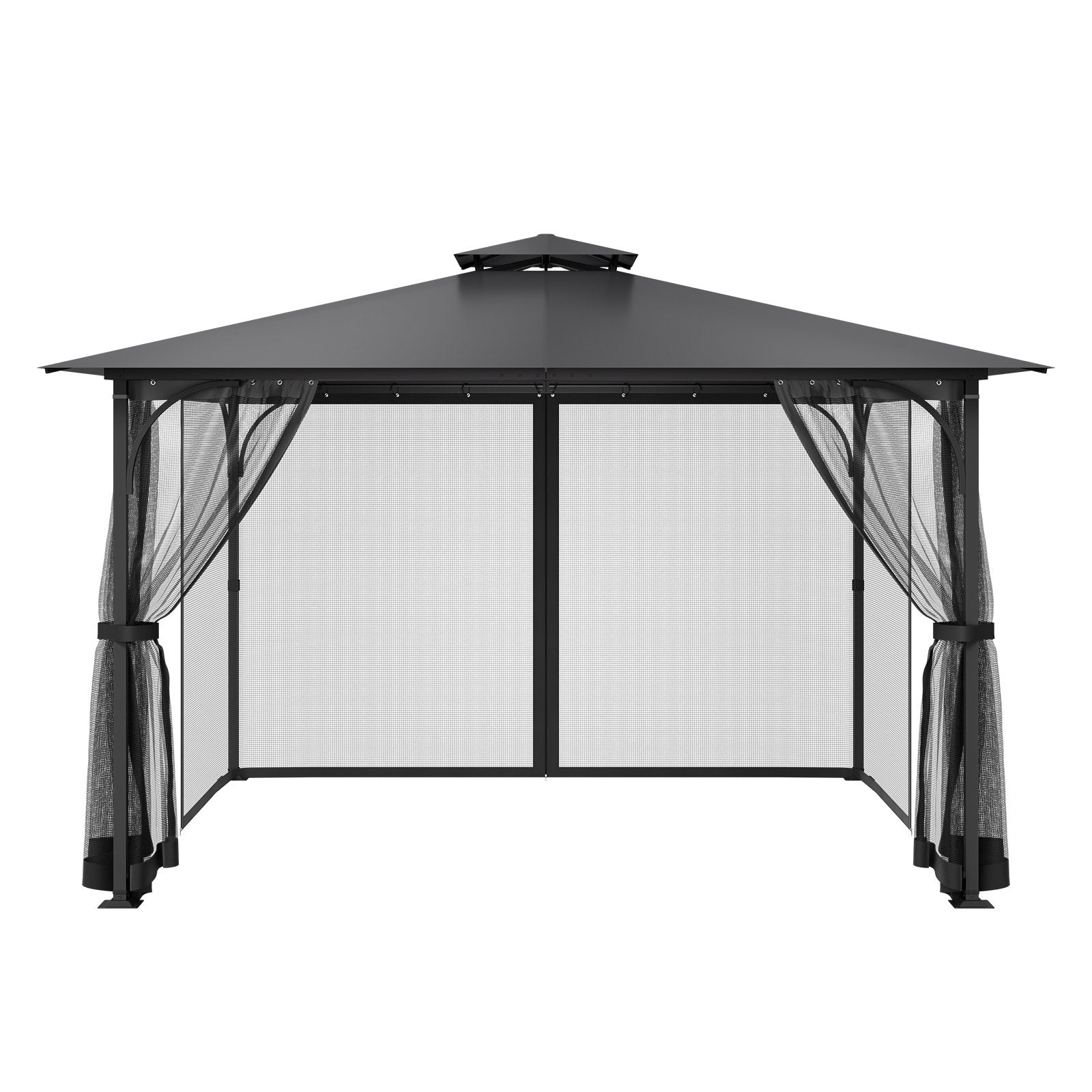 Gazebo Netting Replacement for 12x12x7.5 FT Gazebo - Outdoor Garden Mesh Curtain, 4-Panel Sidewall, Double Zipper Midge Protection Screen