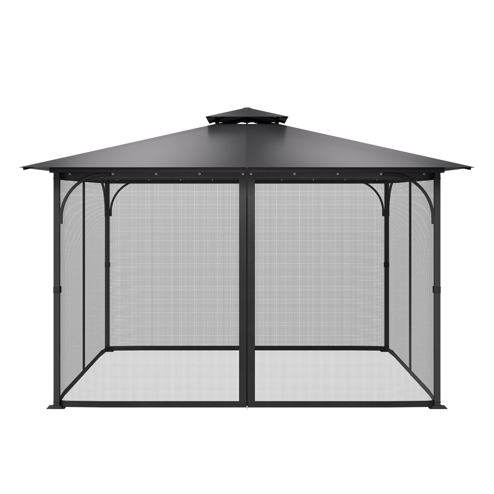 Gazebo Netting Replacement for 12x12x7.5 FT Gazebo - Outdoor Garden Mesh Curtain, 4-Panel Sidewall, Double Zipper Midge Protection Screen