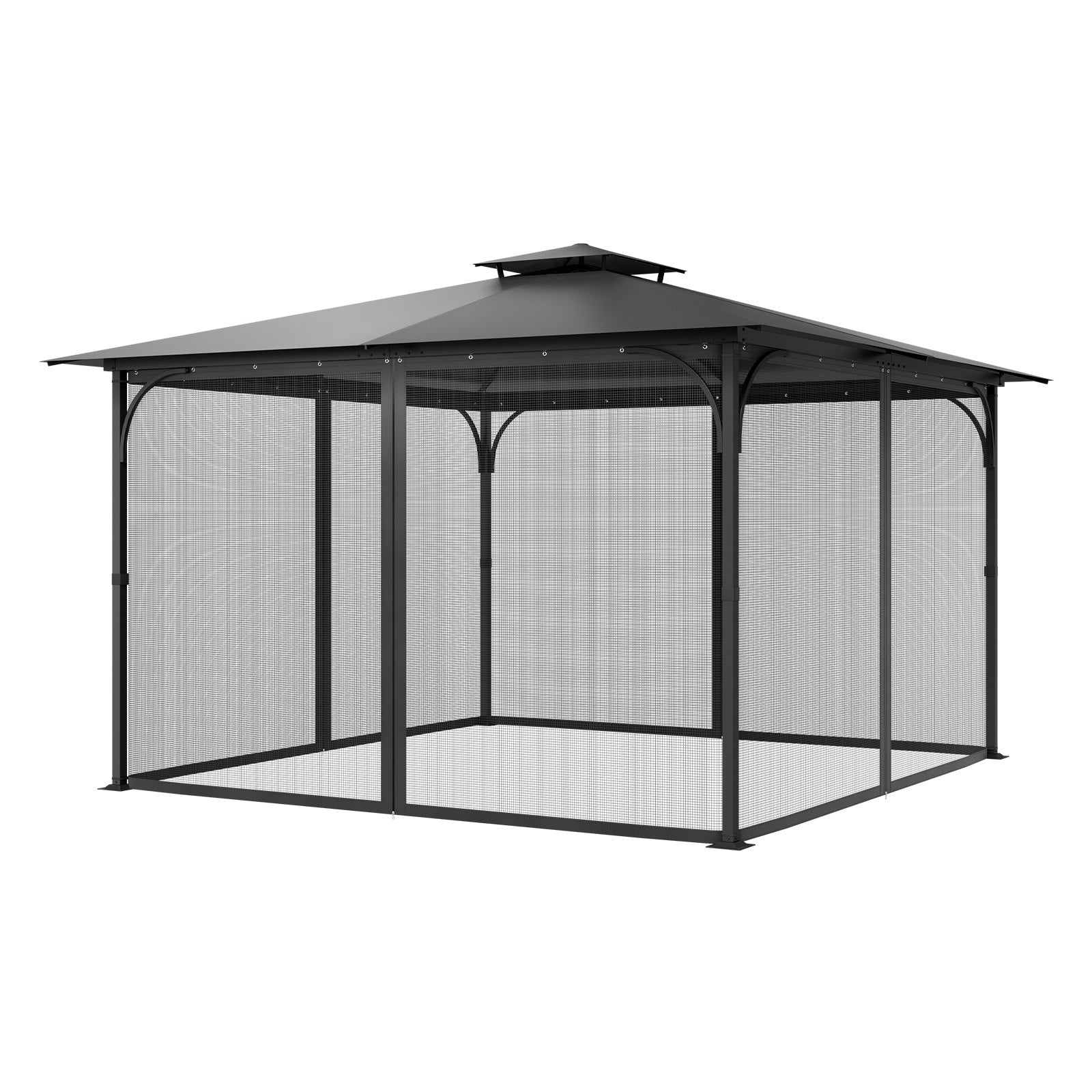 Gazebo Netting Replacement for 12x12x7.5 FT Gazebo - Outdoor Garden Mesh Curtain, 4-Panel Sidewall, Double Zipper Midge Protection Screen