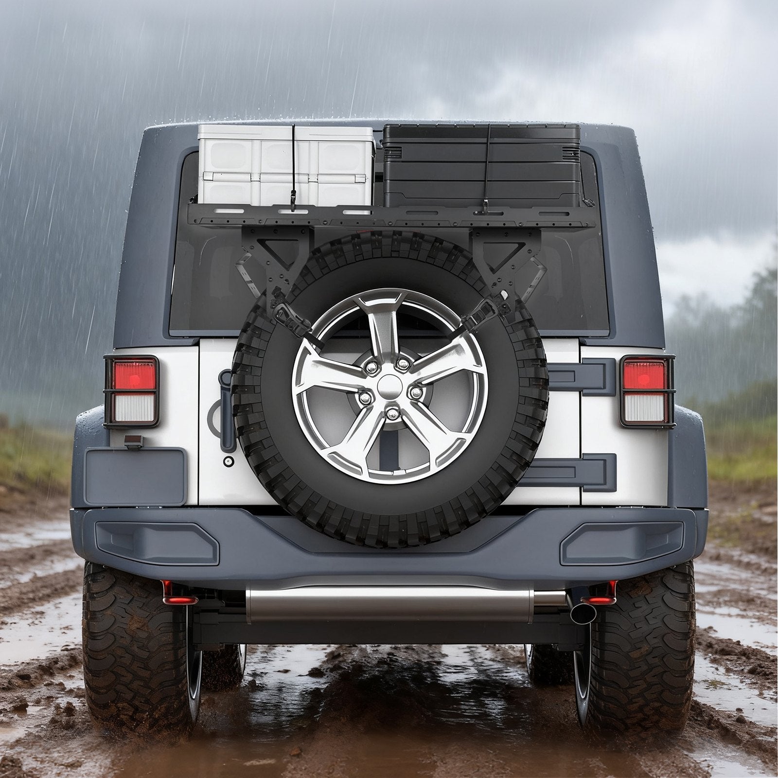 Heavy-Duty Spare Tire Cargo Basket for Jeep Wrangler 1976-2024, No-Drill Rack Tray for 30-40 Inch Tires, 80 lbs Capacity, Expanded Multi-Purpose Storage
