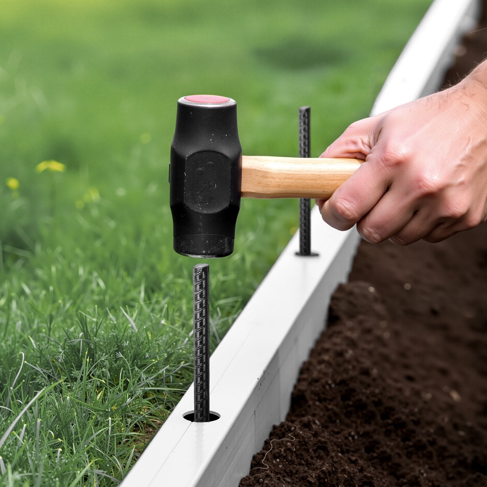 Heavy-Duty 24-Inch Rebar Stakes, 0.47" Galvanized Steel Ground Anchors with Chisel Point & Anti-Rust Coating for Gardening, Fences, Tents - 20 Pack