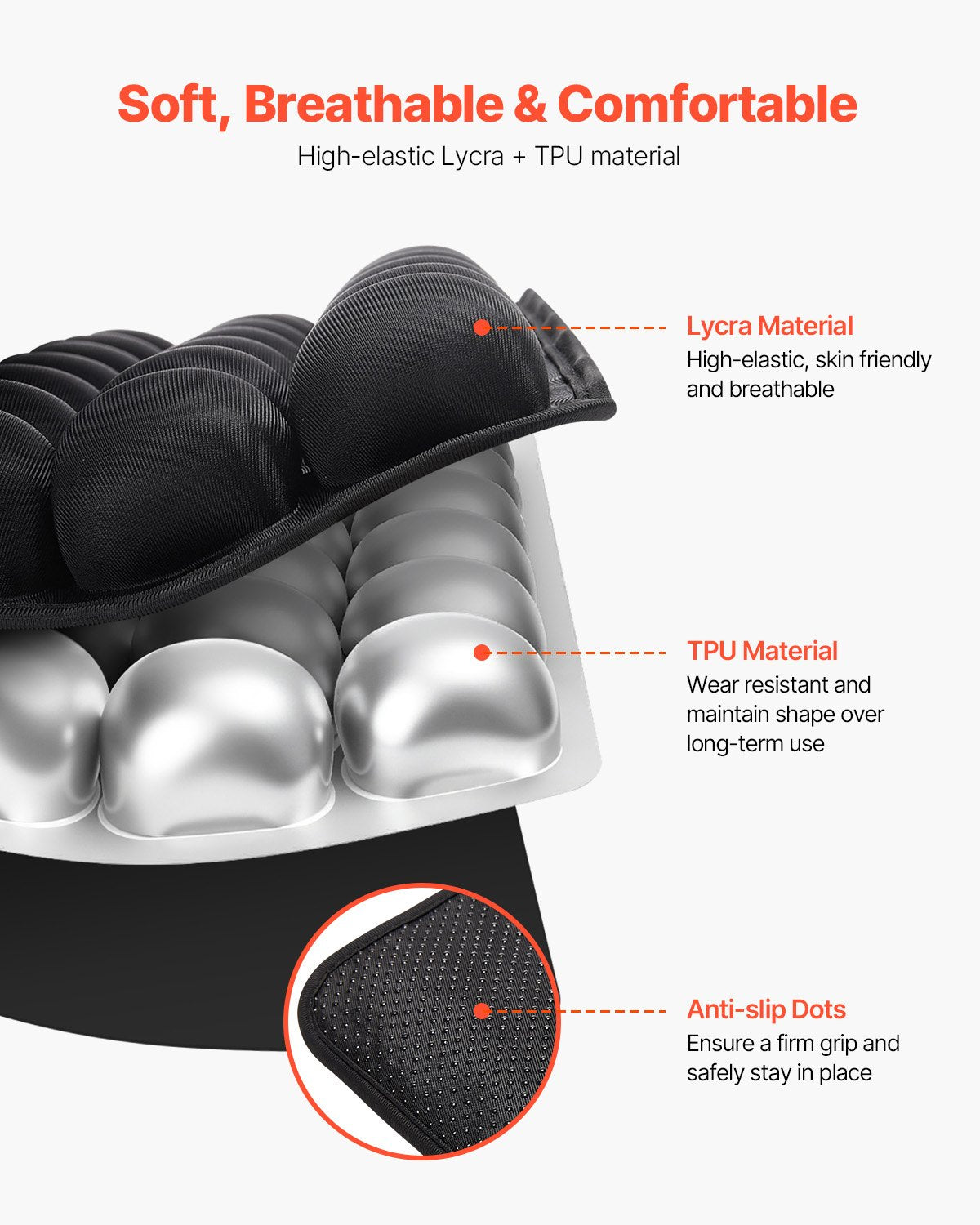 Ergonomic Inflatable Seat Cushion with 56 Air Cells for Pressure Relief - Lycra & TPU Pad for Wheelchair, Office, Travel, Car, Airplane