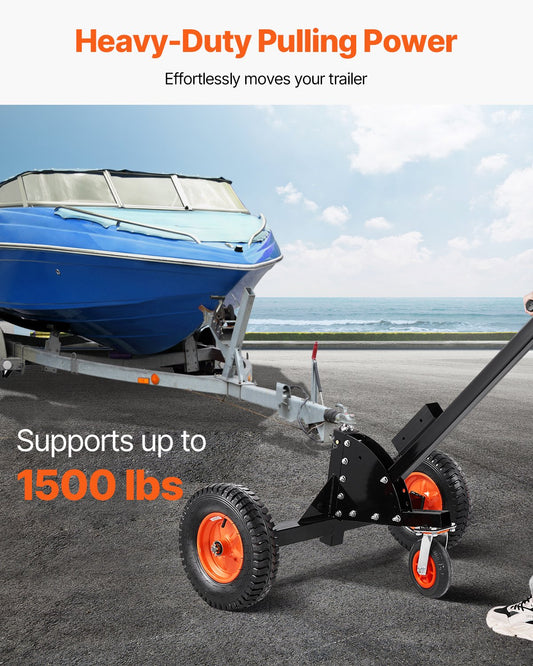Heavy-Duty Trailer Dolly with 1500lbs Capacity, 2-in-1 Design, 2" Hitch Ball, 16" Pneumatic Tires, Universal Wheel for Car RV Trailer Transport