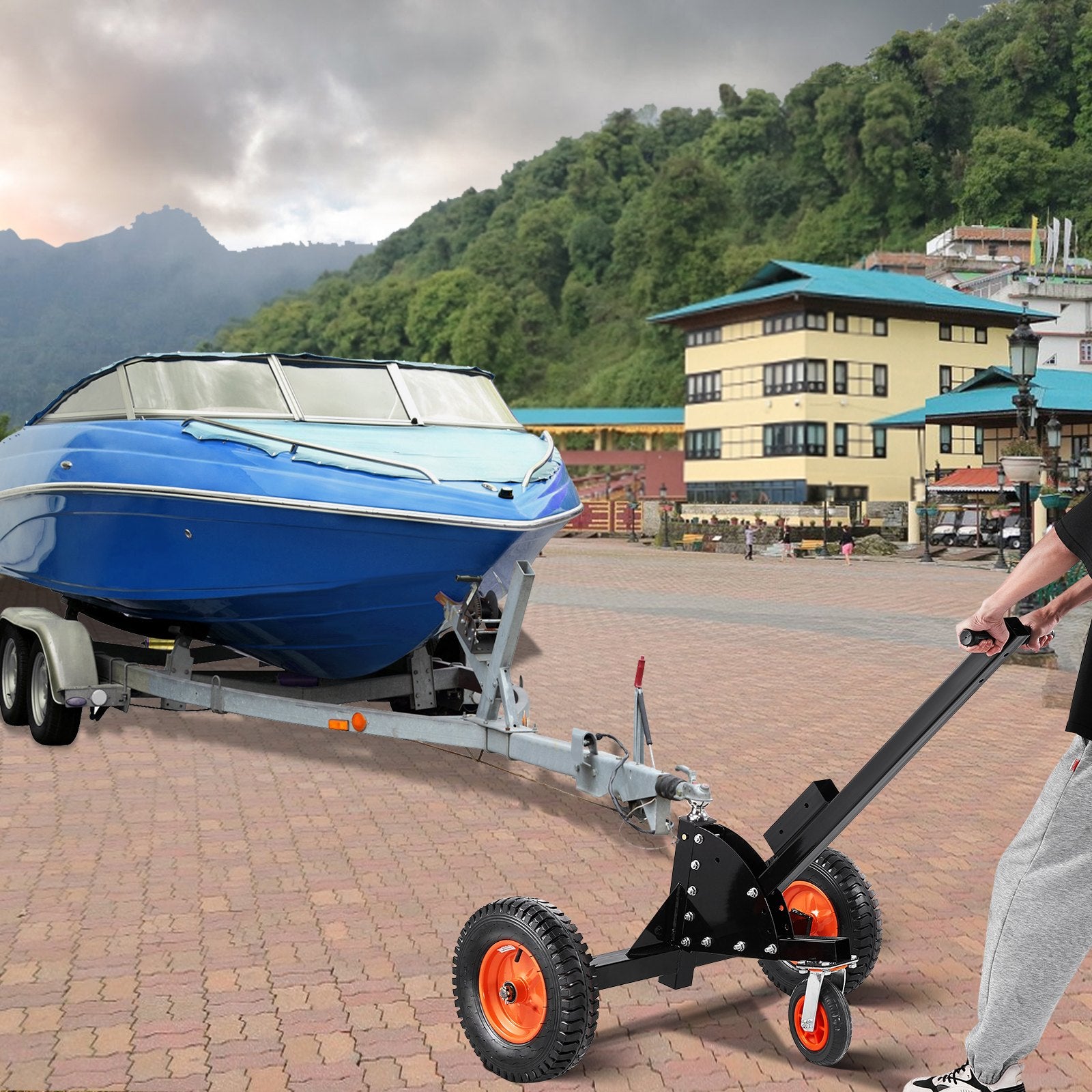 Heavy-Duty Trailer Dolly with 1500lbs Capacity, 2-in-1 Design, 2" Hitch Ball, 16" Pneumatic Tires, Universal Wheel for Car RV Trailer Transport