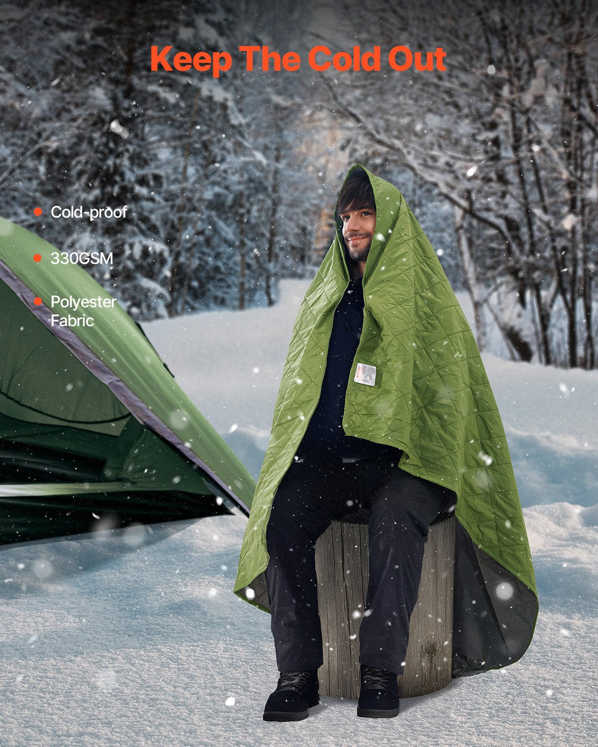 All-Weather Camping & Stadium Blanket - Large 82"x55" Waterproof, Windproof, Flame Retardant Fleece for Outdoor Events, Picnics & Travel