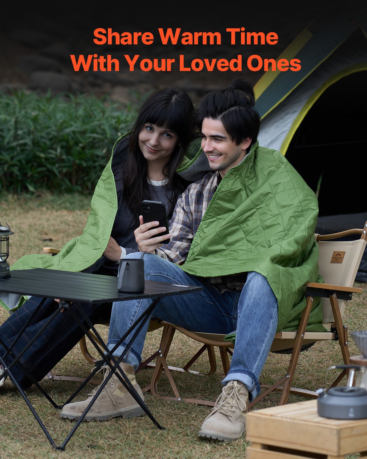 All-Weather Camping & Stadium Blanket - Large 82"x55" Waterproof, Windproof, Flame Retardant Fleece for Outdoor Events, Picnics & Travel